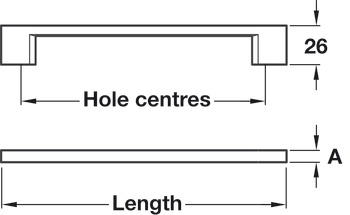 D Pull Handle, Zinc Alloy, Fixing Centres 96-320 mm, Lincoln