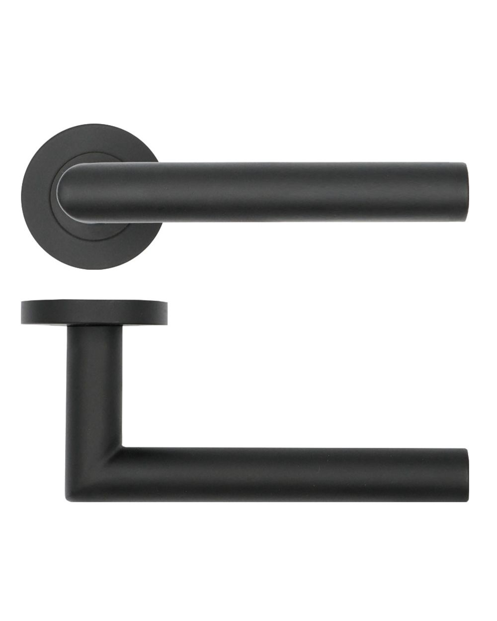 Mitred Lever Handles on 50mm Rose - 19mm - Black