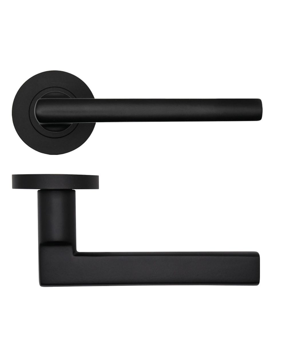 Mitred Varese Lever on Round Rose 50mm x 8mm - Black