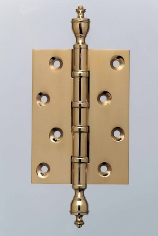 P-Brass Ball Race Butt Hinge with Ball Finial - 76mm x 50mm - Antique Brass (UK502)