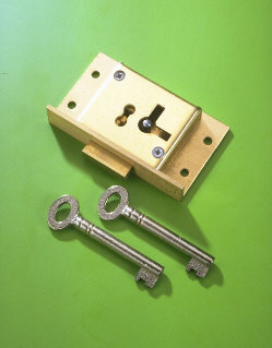 Brass Cut Cupboard Lock - 63 x 38 x 13mm