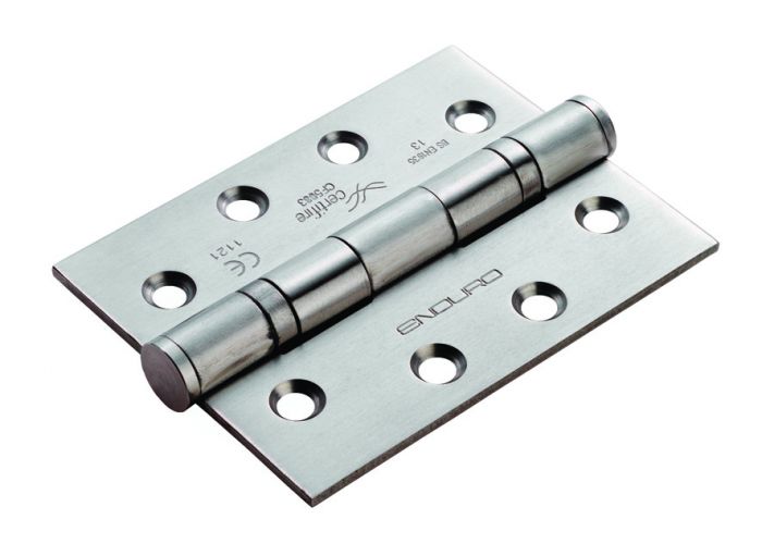 Grade 13 Ball Bearing Butt Hinges - 102 x 76mm - Square Corners - 316 Grade Satin Stainless Steel
