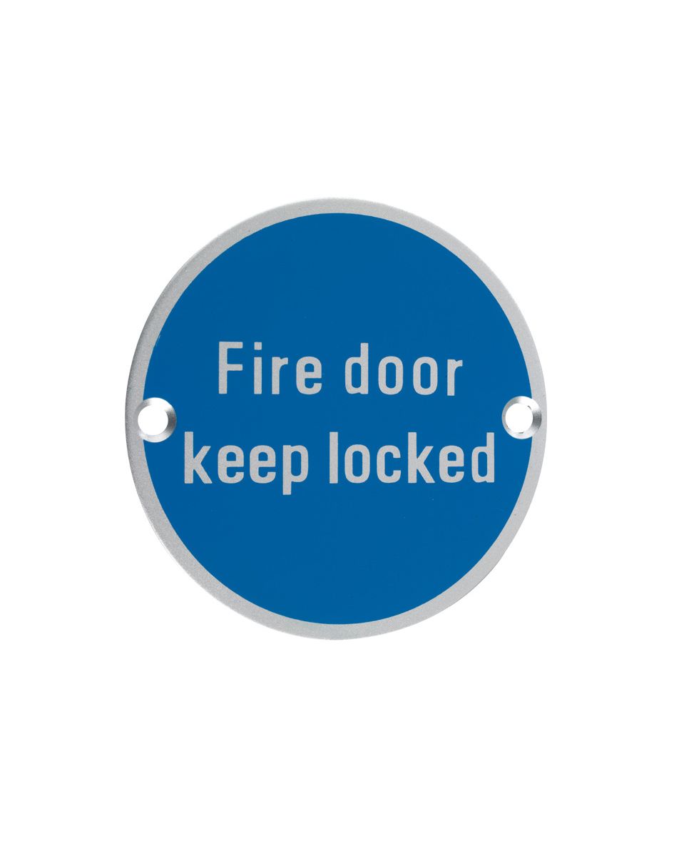 Fire Door Keep Locked Sign - 76mm Dia