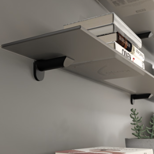 P-Kaiman Shelf Support Wall Fixing - Glass & Wooden Shelves 7-41mm Thick - Matt Black