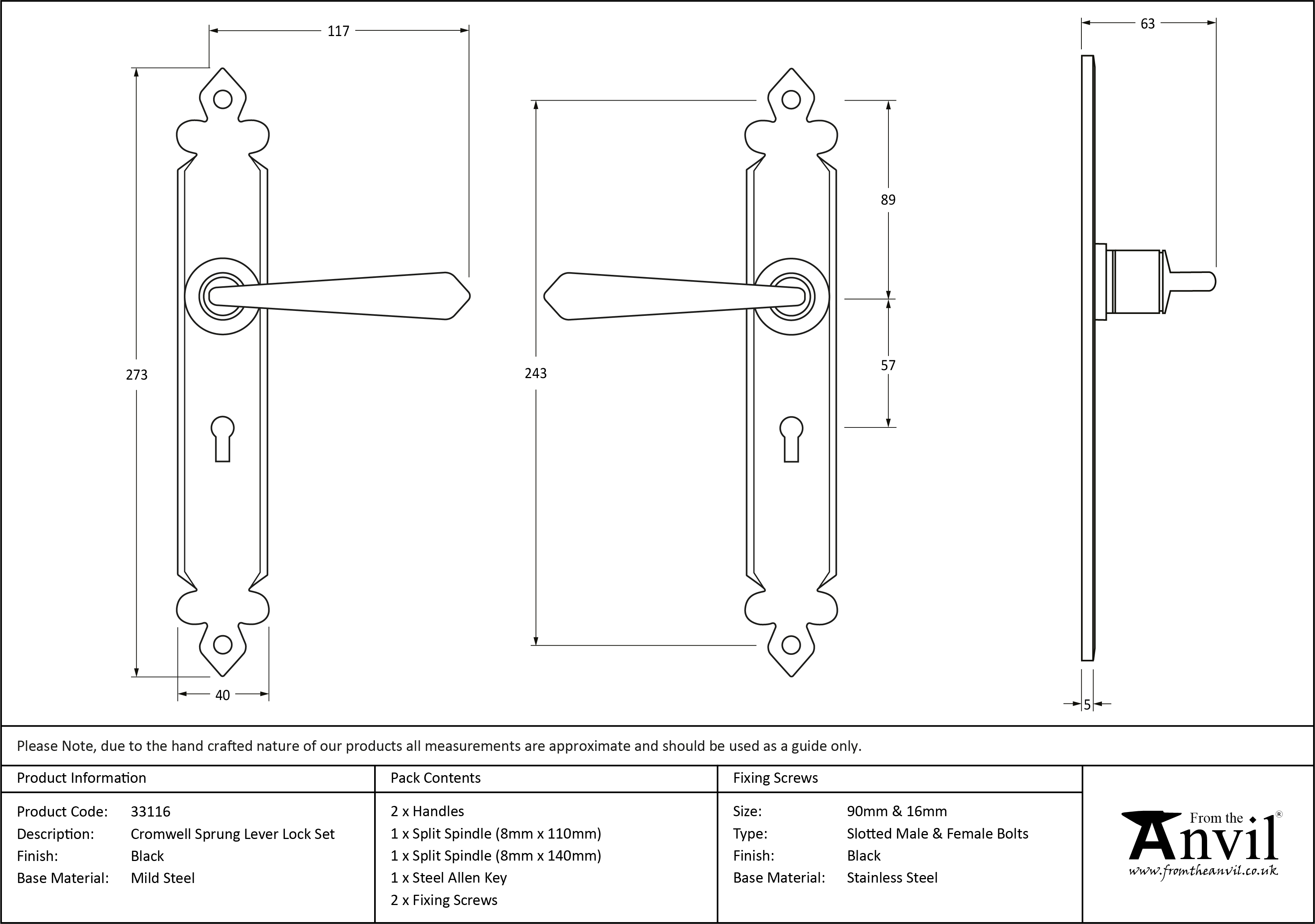 Cromwell Lever Lock Set