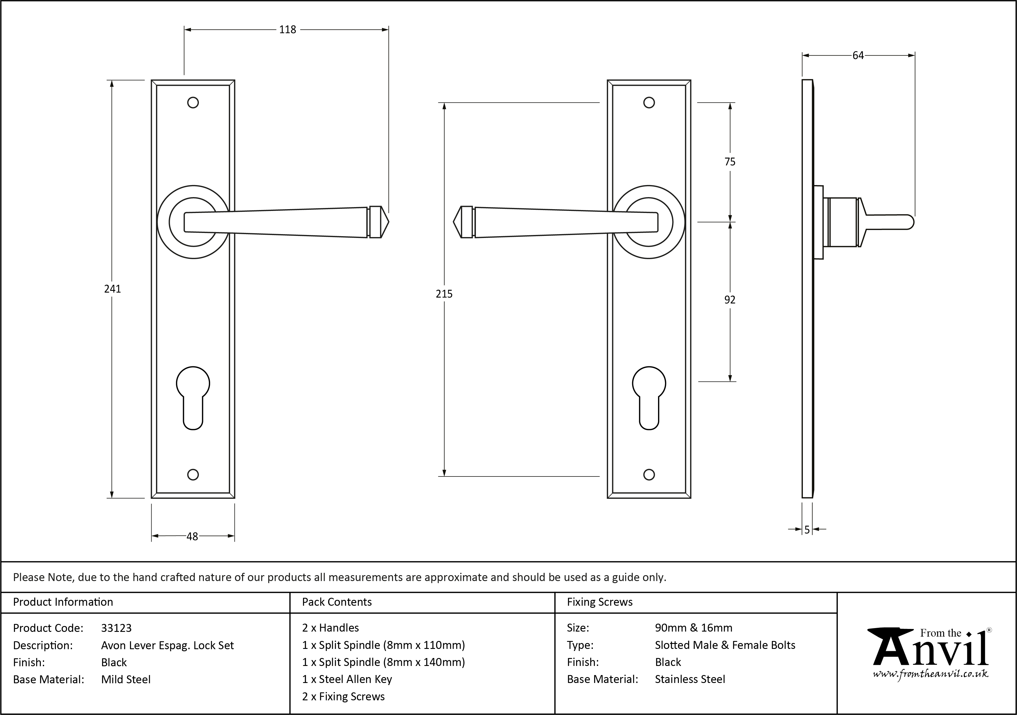 Avon Lever Espag. Lock Set