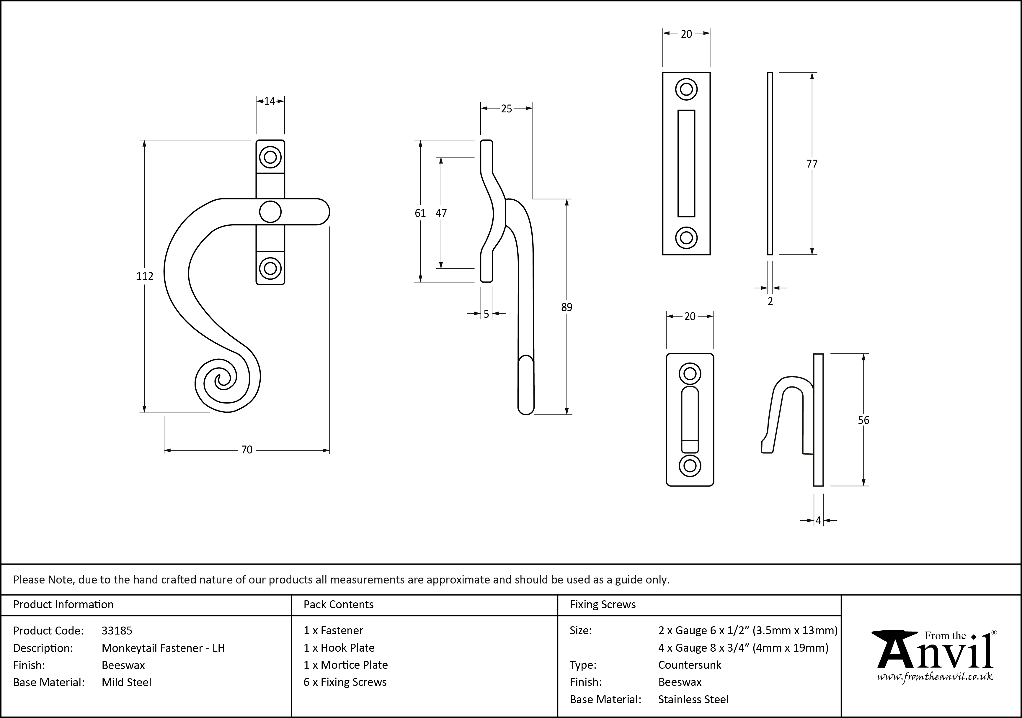 Monkeytail Fastener - Left Hand