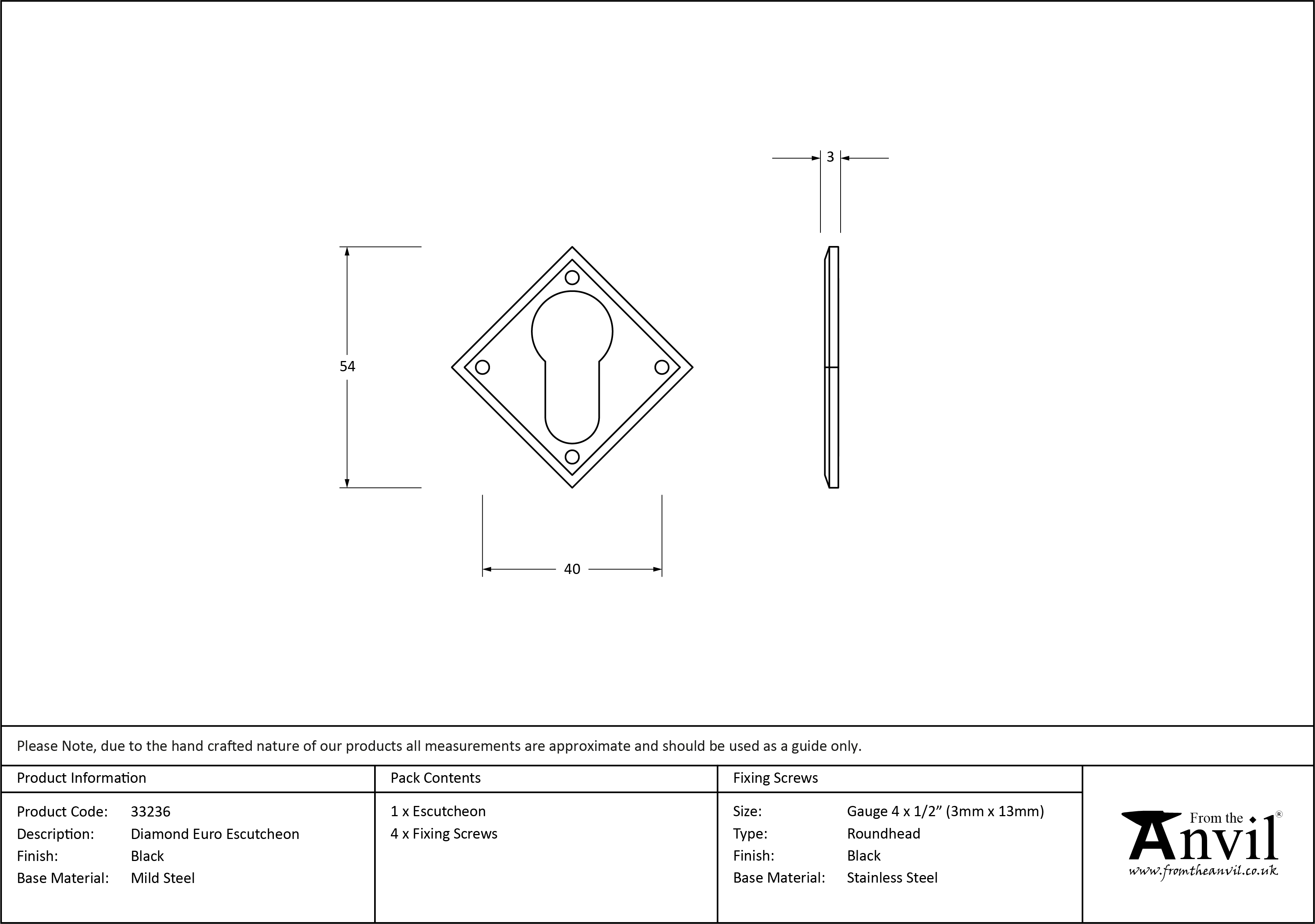 Diamond Euro Escutcheon