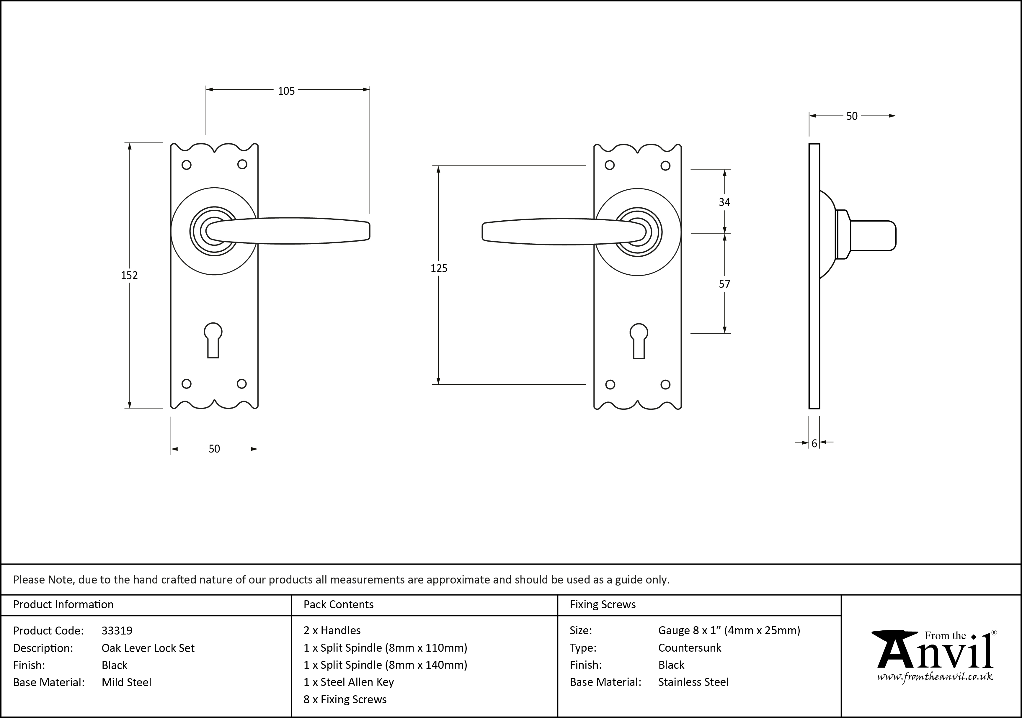 Oak Lever Lock Set - SWS Hardware