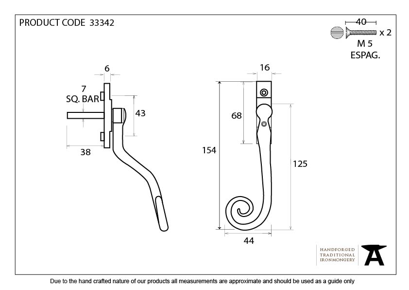 Large Monkeytail Espag - 16mm - Left Hand