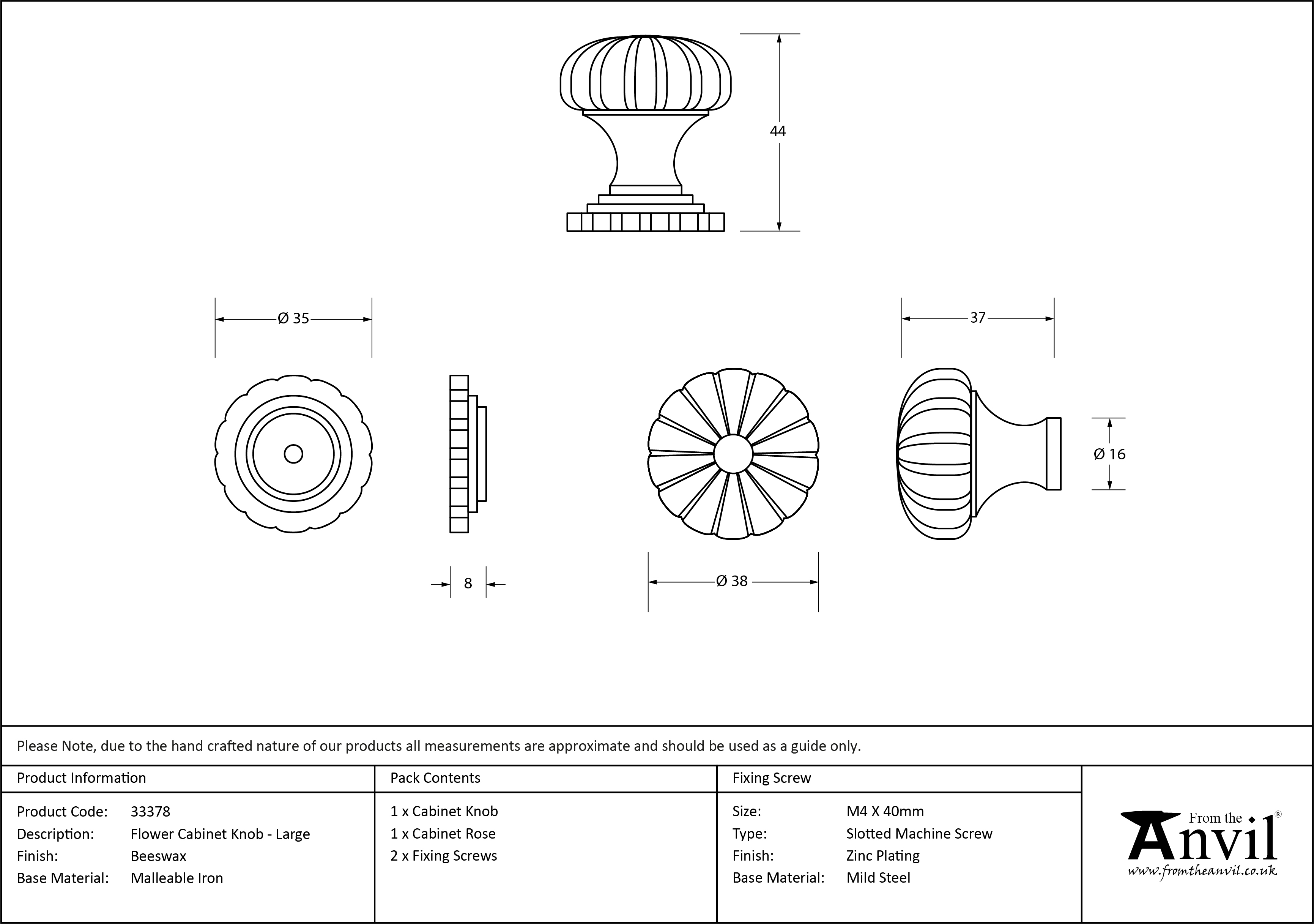 Flower Cabinet Knob - Large