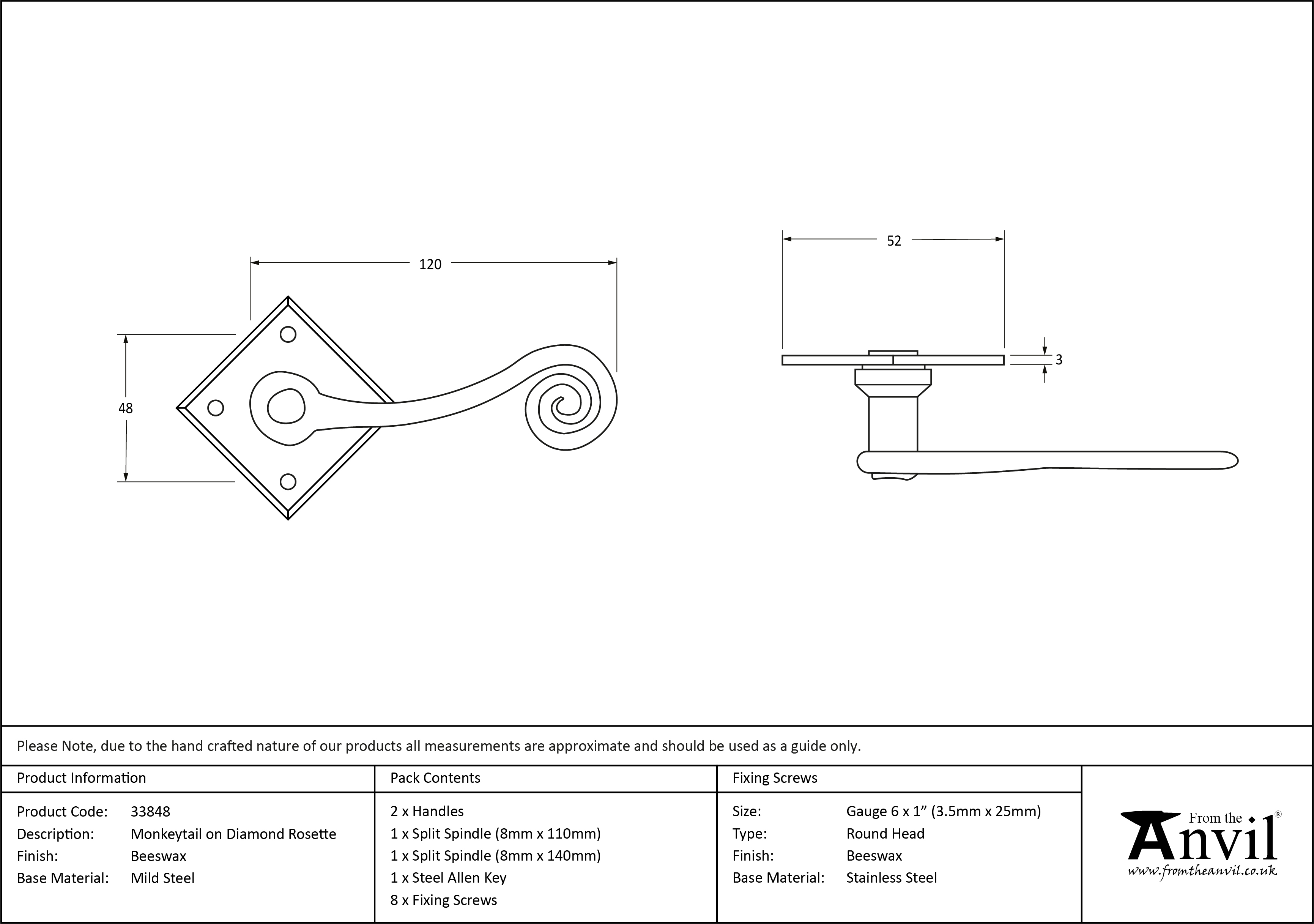 Monkeytail Lever on Diamond Rose Set