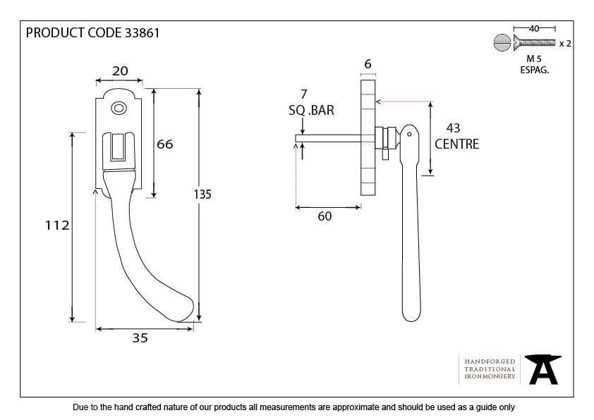 Locking Peardrop Espag - Right Hand