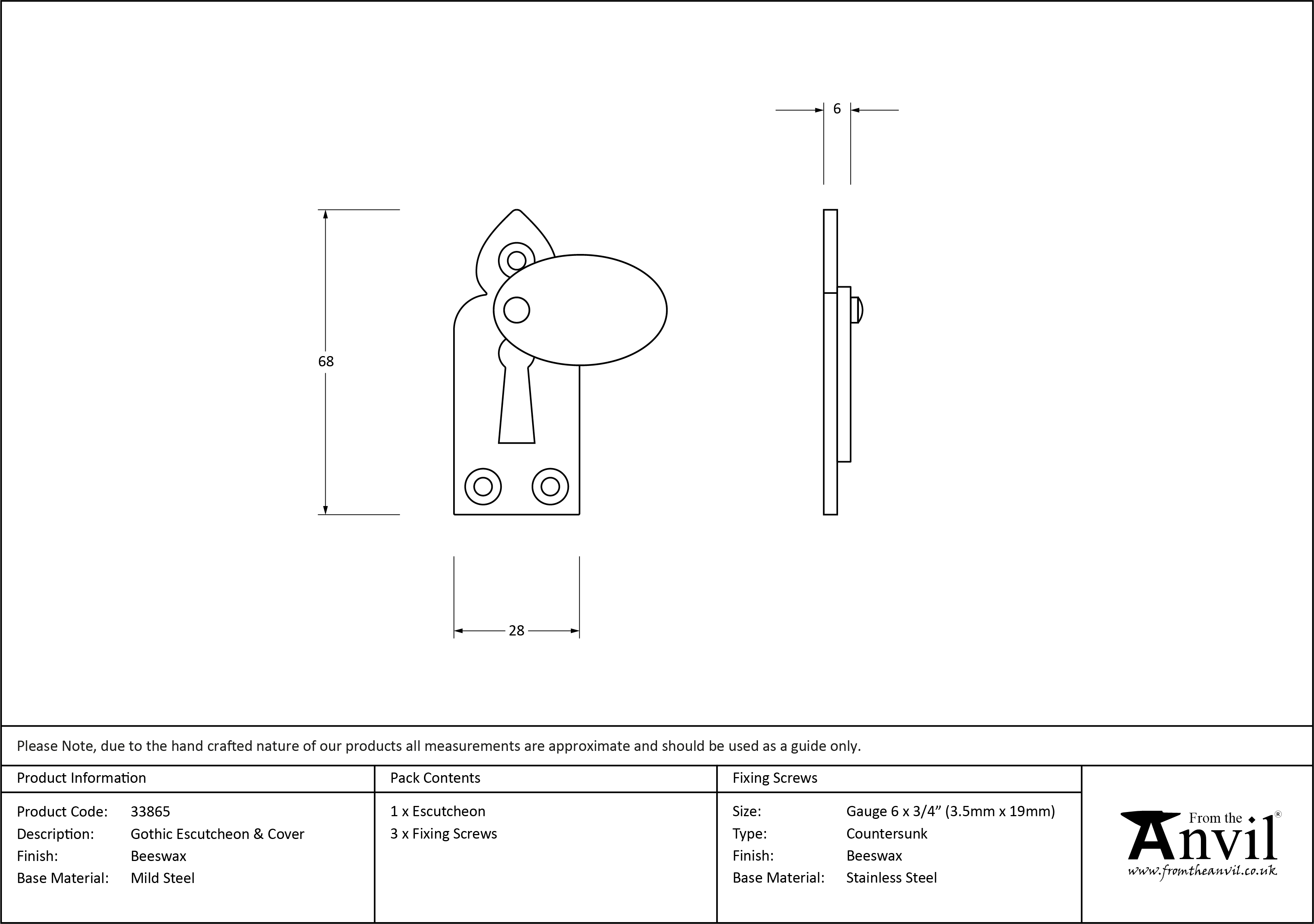 Gothic Escutcheon & Cover