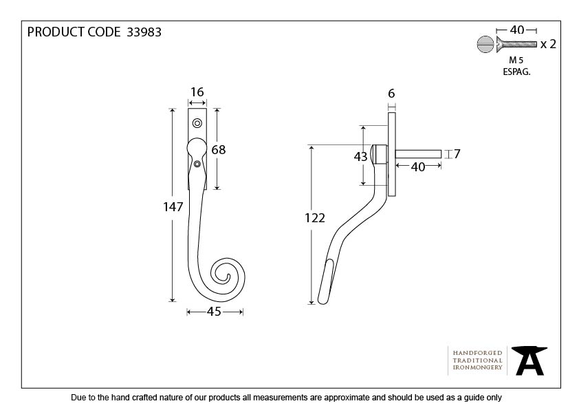 Monkeytail Espag - 16mm - Right Hand