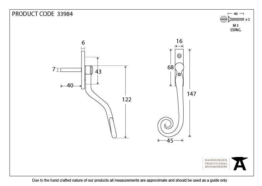 Monkeytail Espag - 16mm - Left Hand