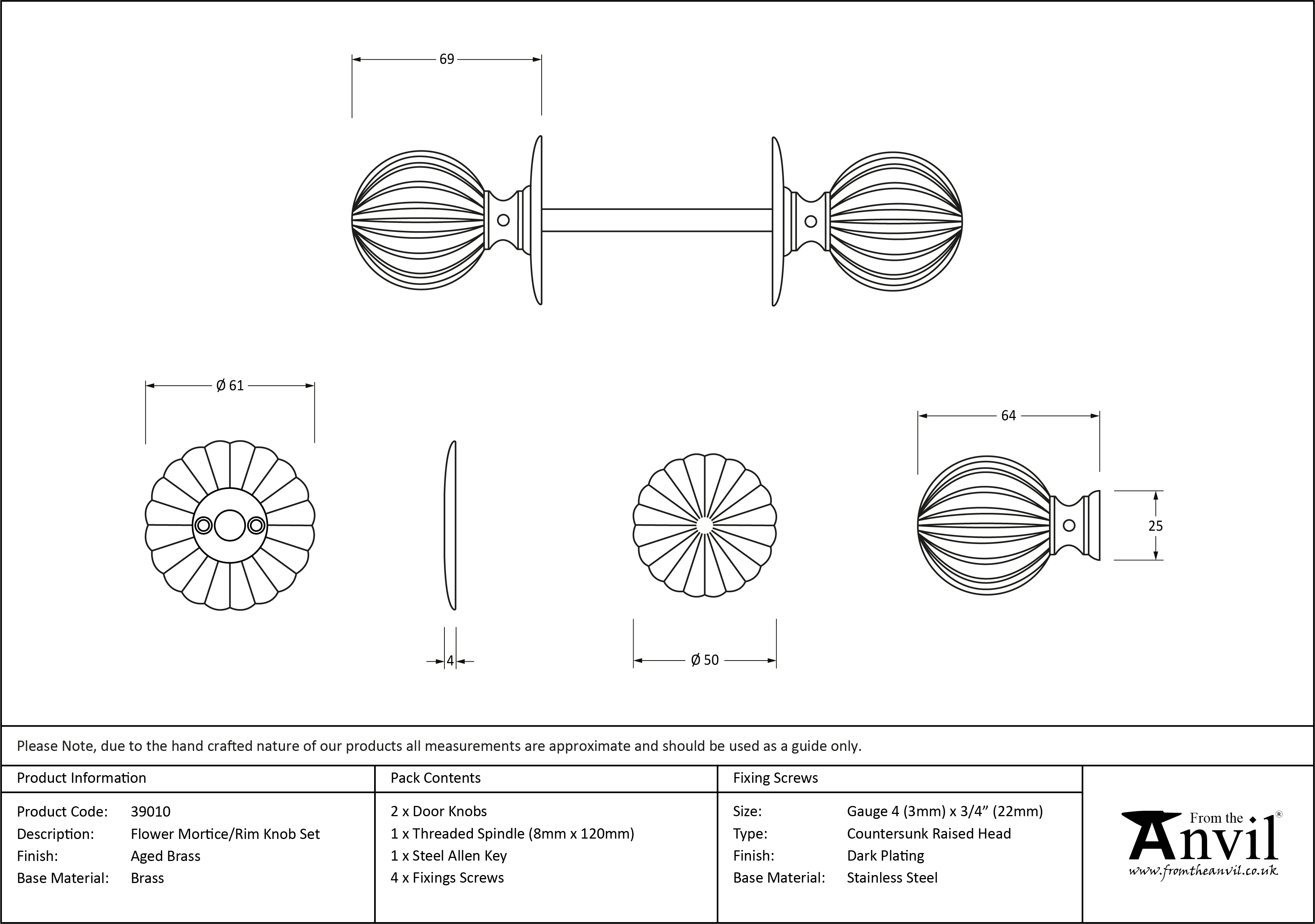 Flower Mortice/Rim Knob Set
