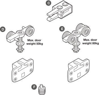 Additional Bottom Guide, for Sliding Wardrobe Doors, Häfele System 9