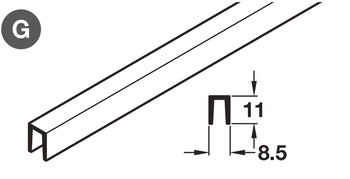 Bottom Guide Profile, for Sliding Wardrobe Doors, Häfele System