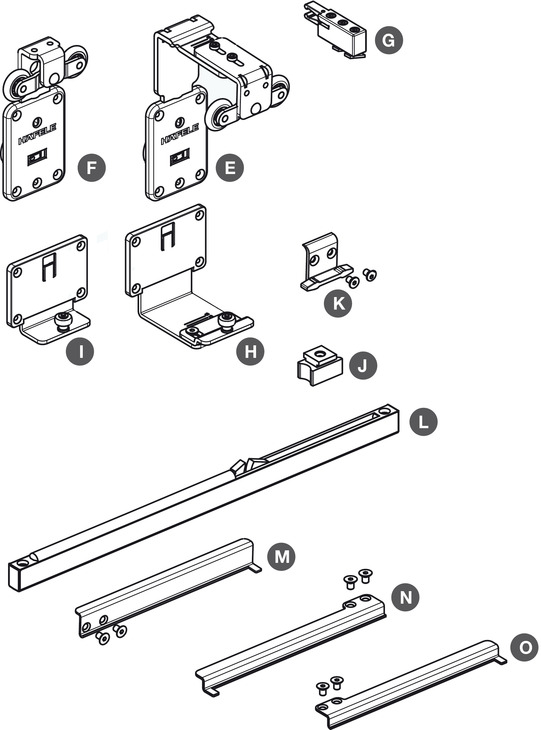 Fitting Set, for Sliding Cabinet Doors, Slido Classic 60 VF T