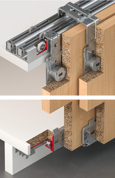 Fitting Set, for Sliding Cabinet Doors, Slido F-Line31 60A