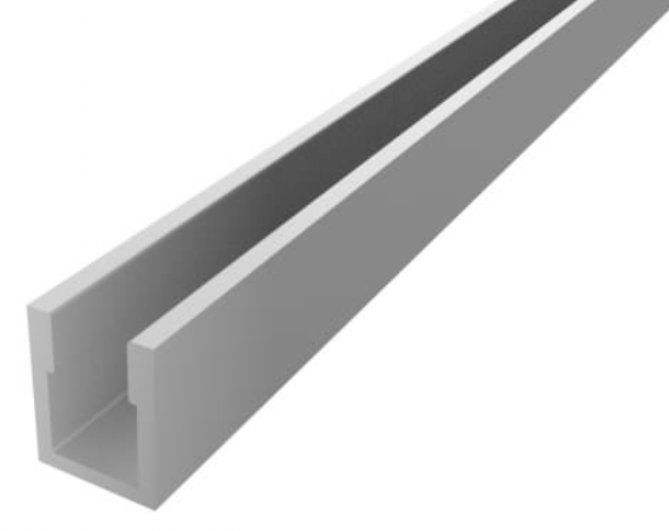 41-2 Aluminium Bottom Channel for Sliding or Folding Doors - 12mm W x 15mm D x 2100mm L