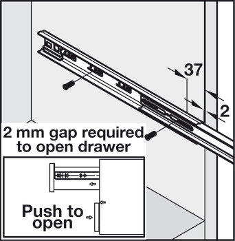 Accuride 3832TR Ball Bearing Drawer Runner, Full Extension, Touch Release - 650mm/44kg Load Capacity