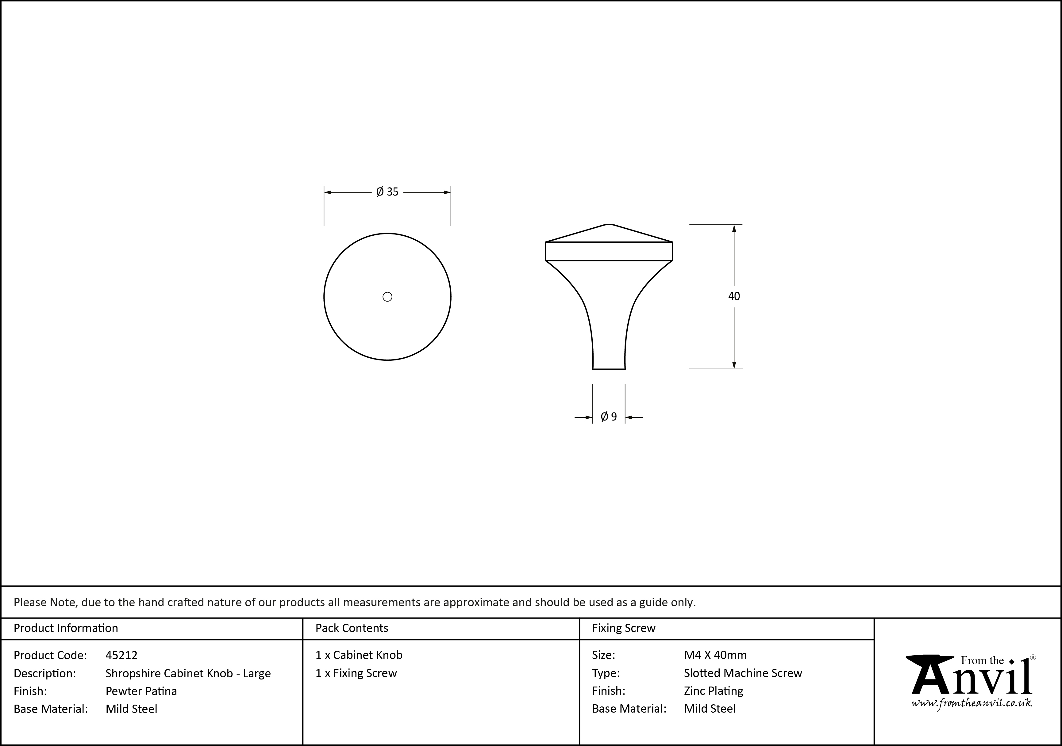 Shropshire Cabinet Knob - Large