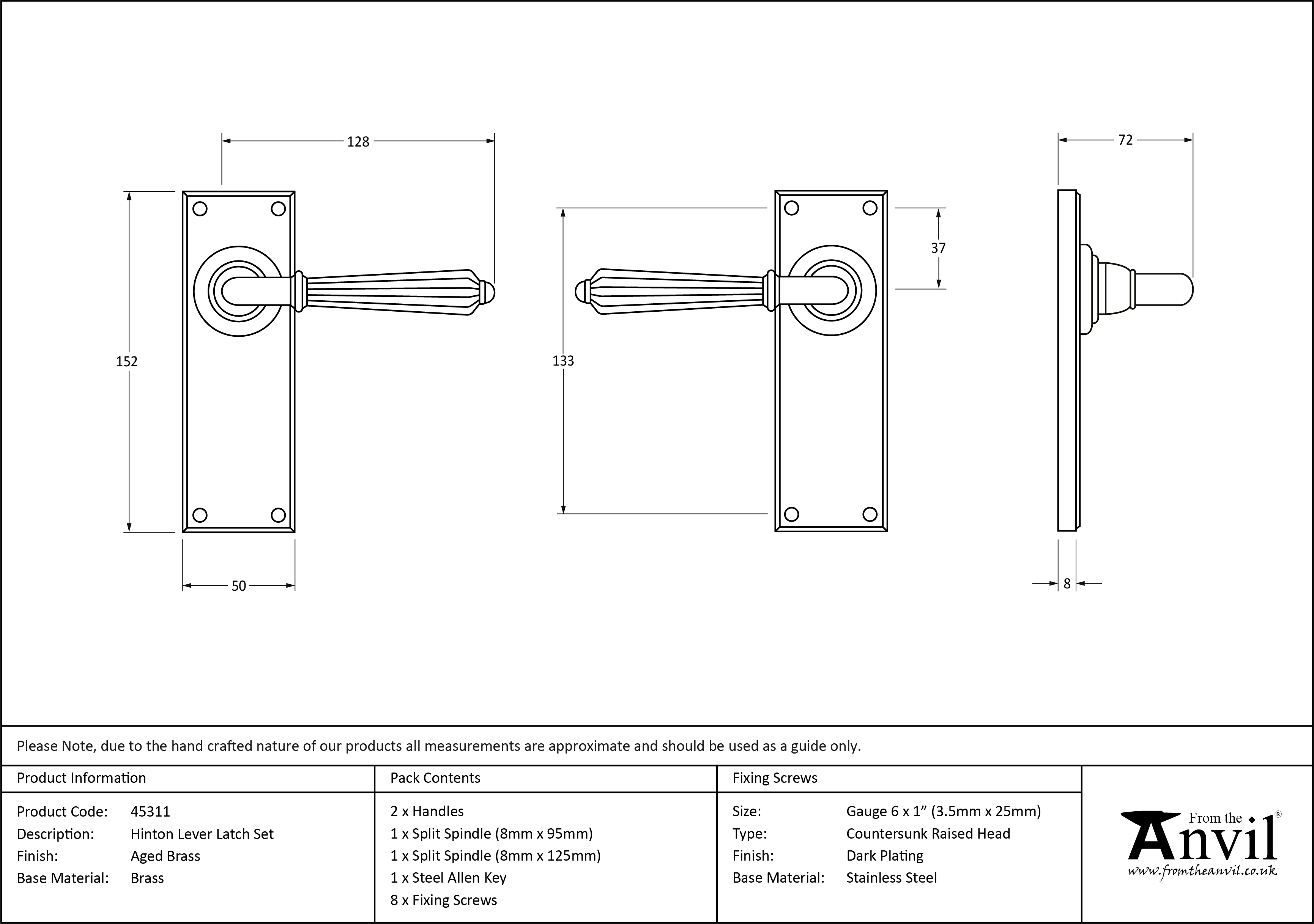 Hinton Lever Latch Set