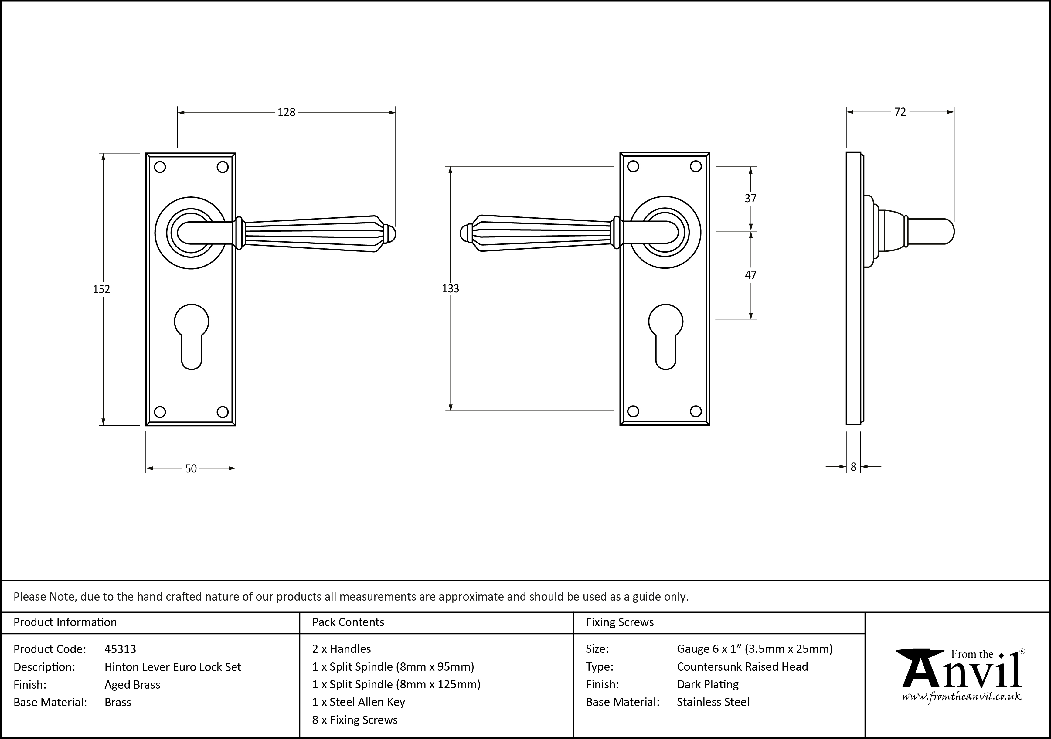 Hinton Lever Euro Lock Set