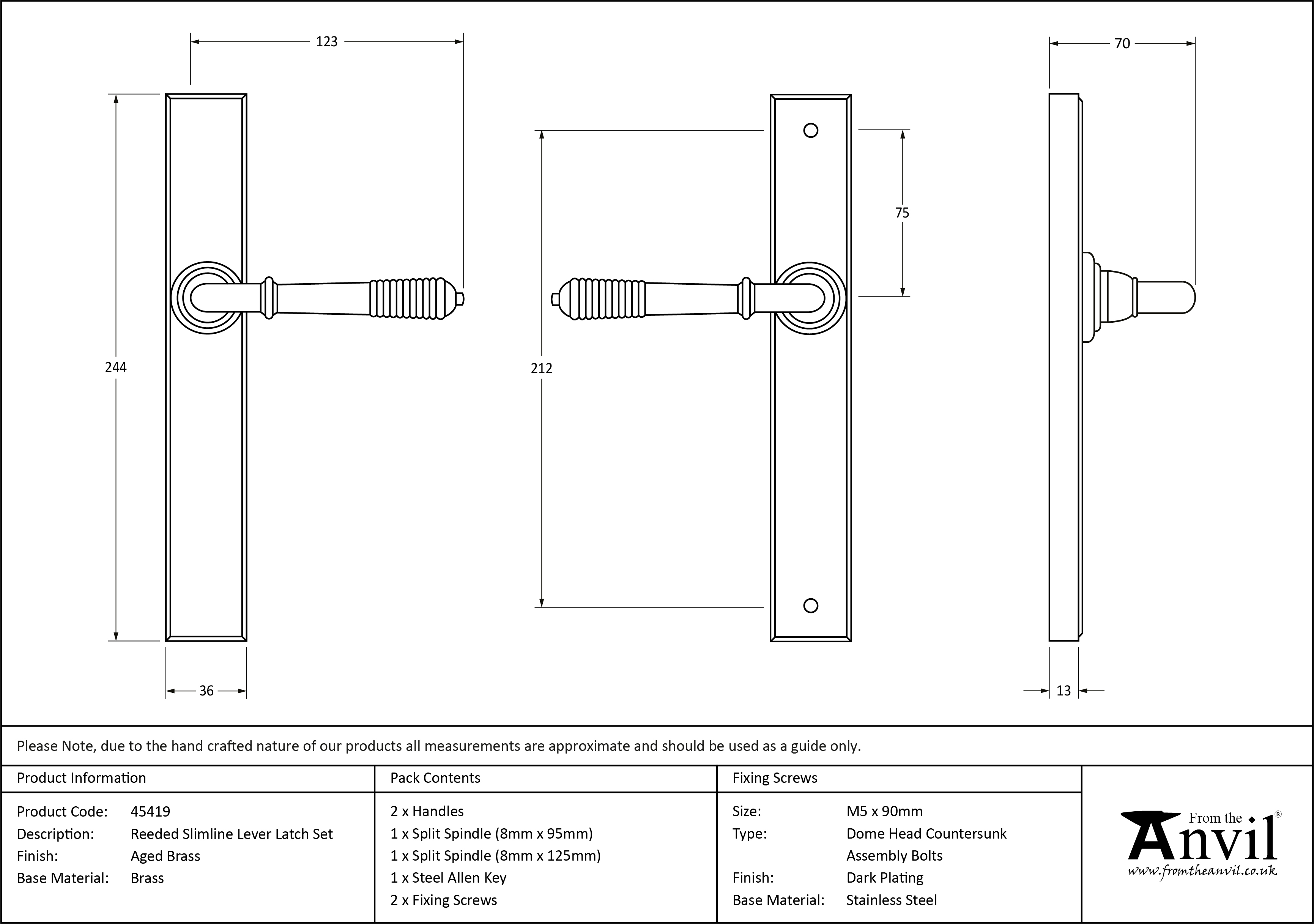 Reeded Slimline Lever Latch Set