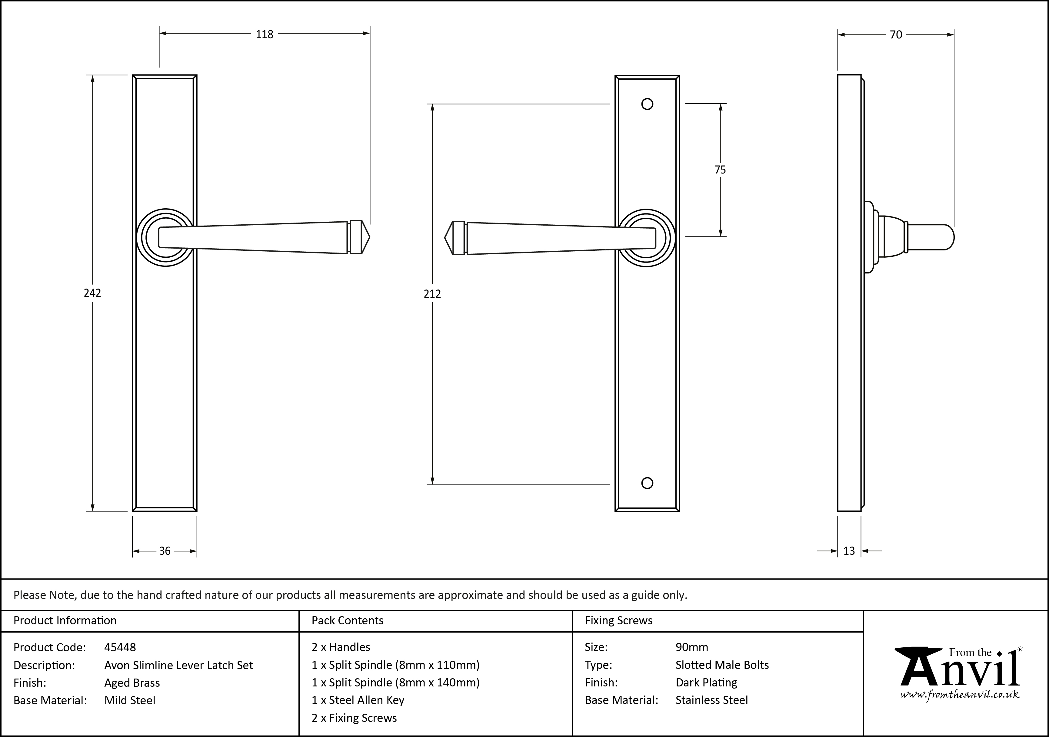 Avon Slimline Lever Latch Set