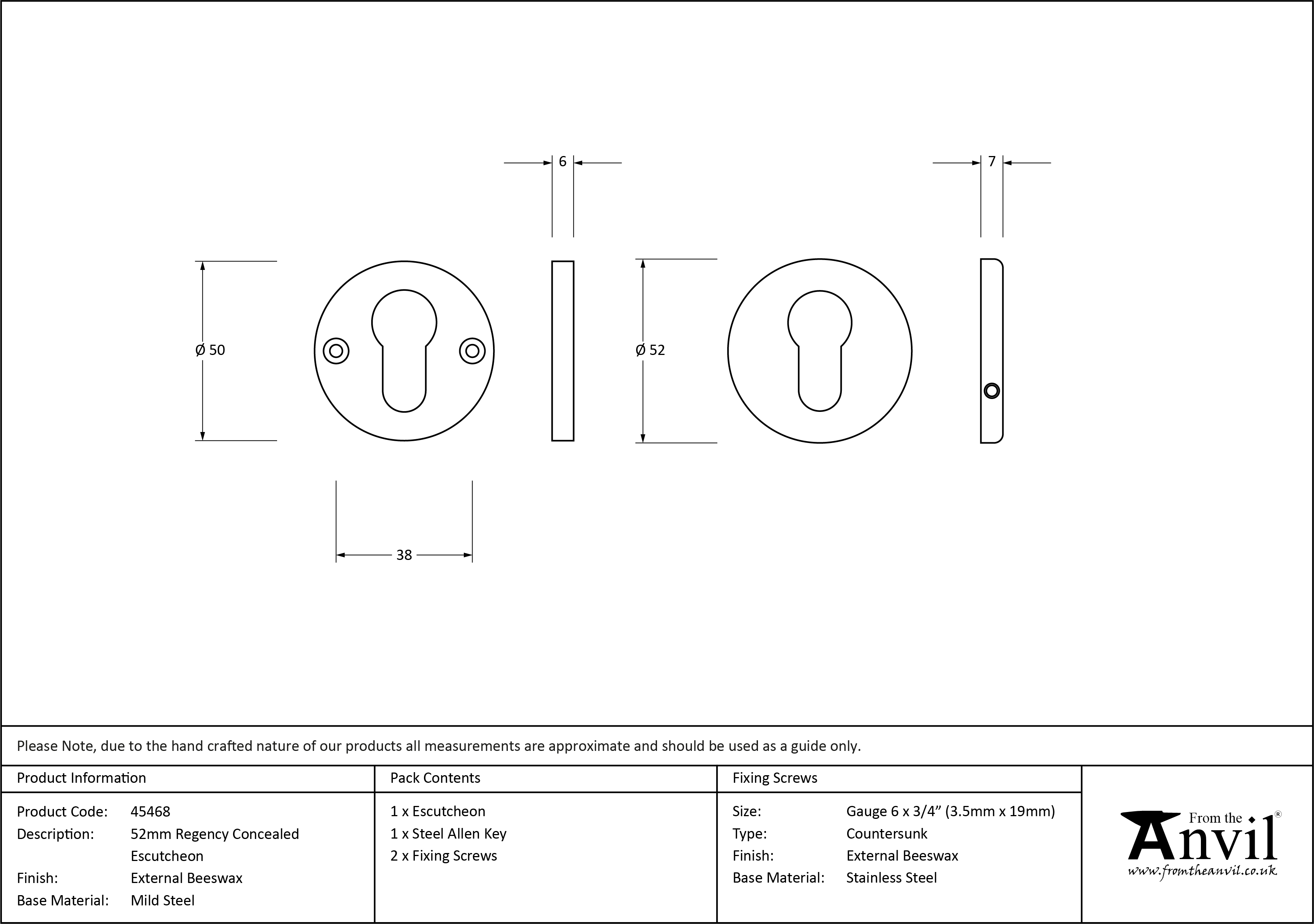 External 52mm Regency Concealed Escutcheon