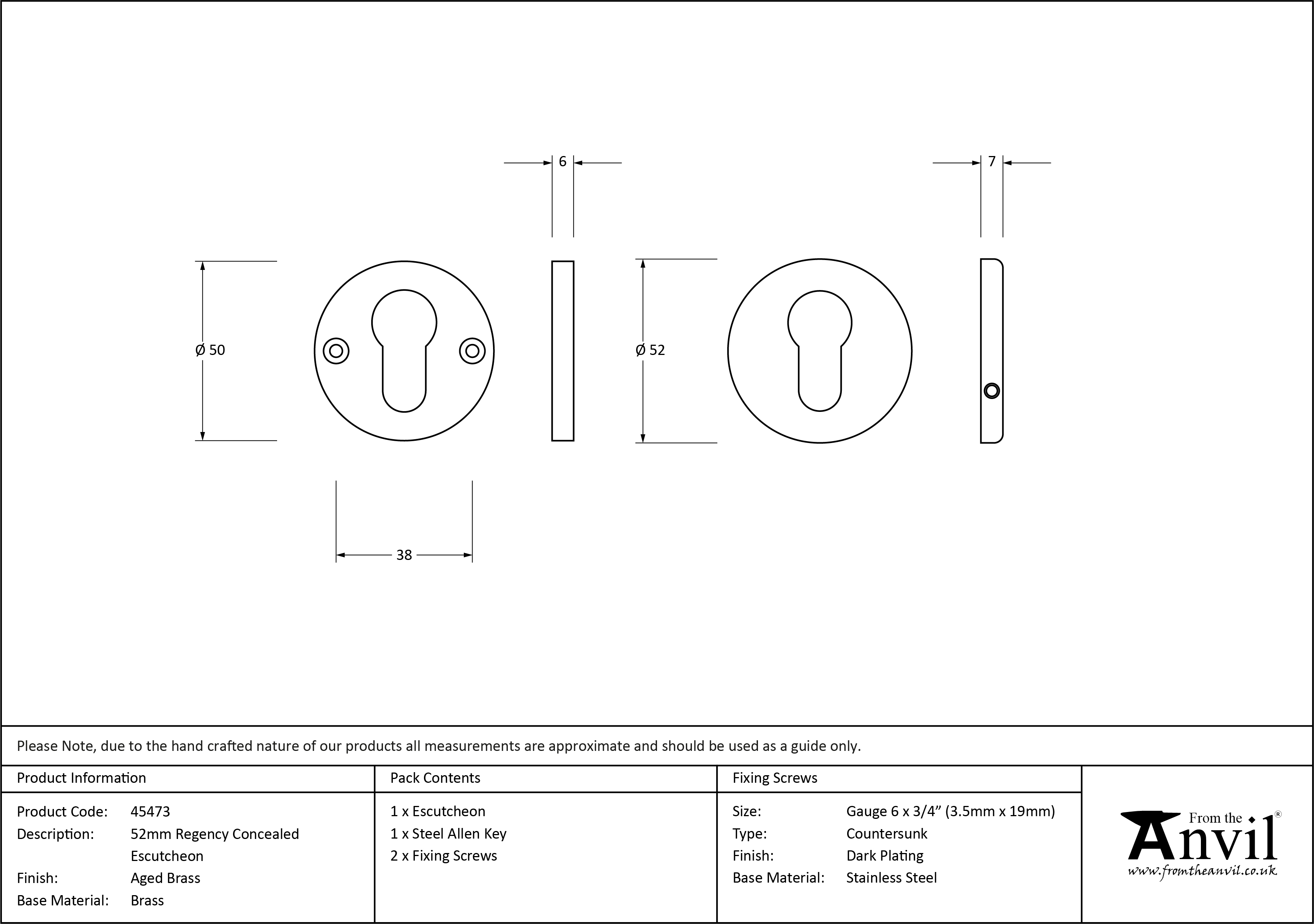 Regency Concealed Escutcheon - 52mm