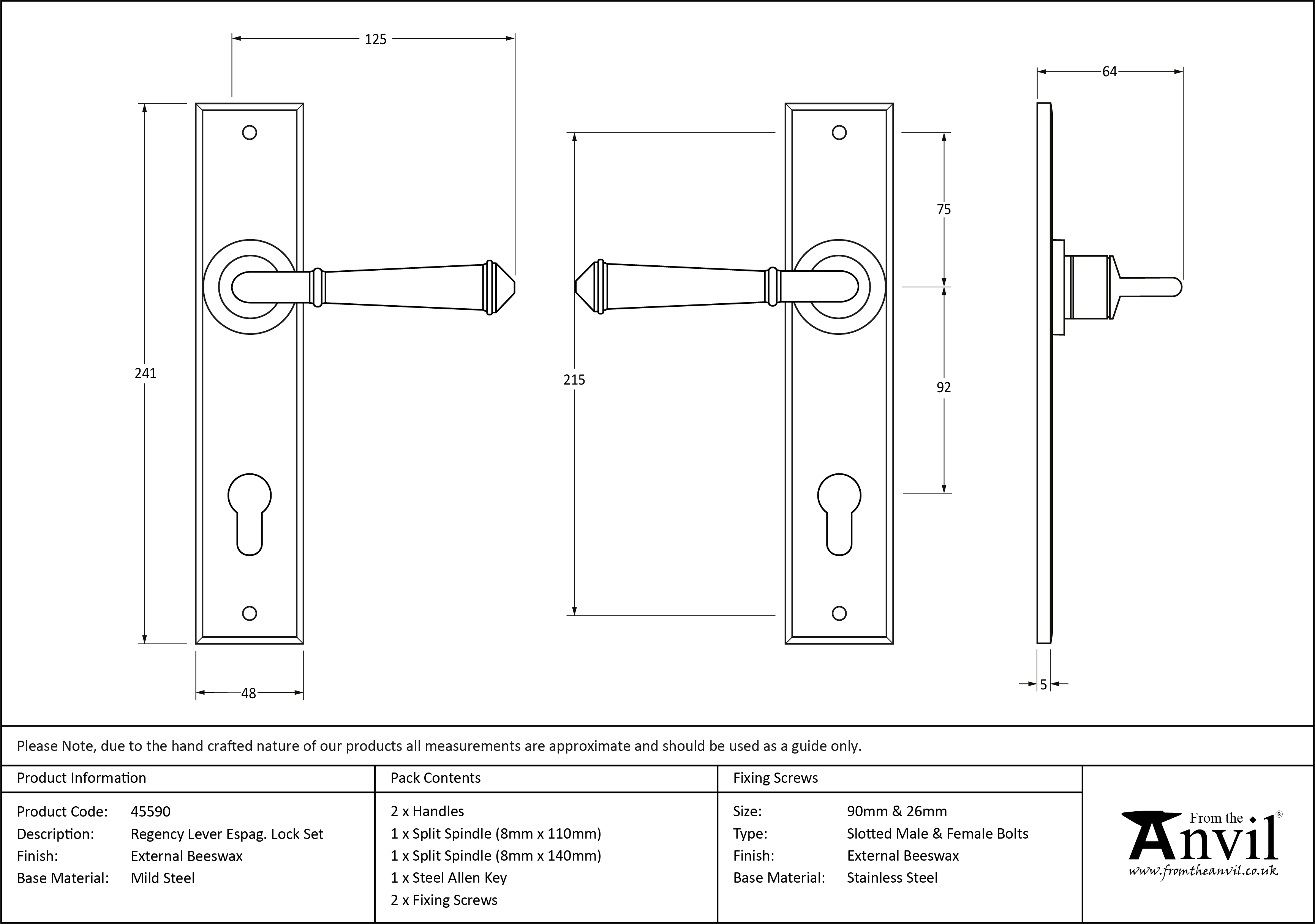 External Regency Lever Espag. Lock Set