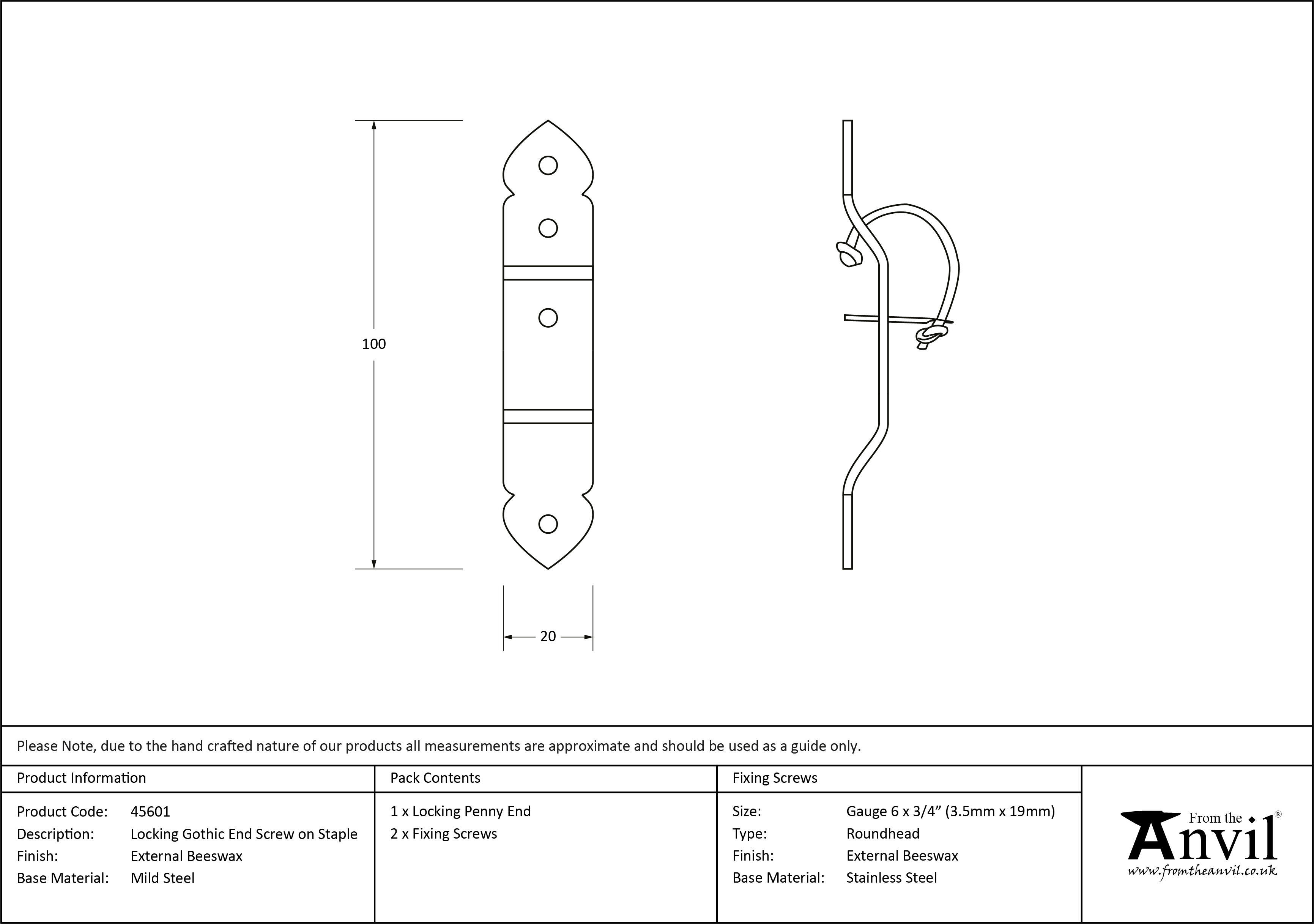 External Locking Gothic Screw on Staple