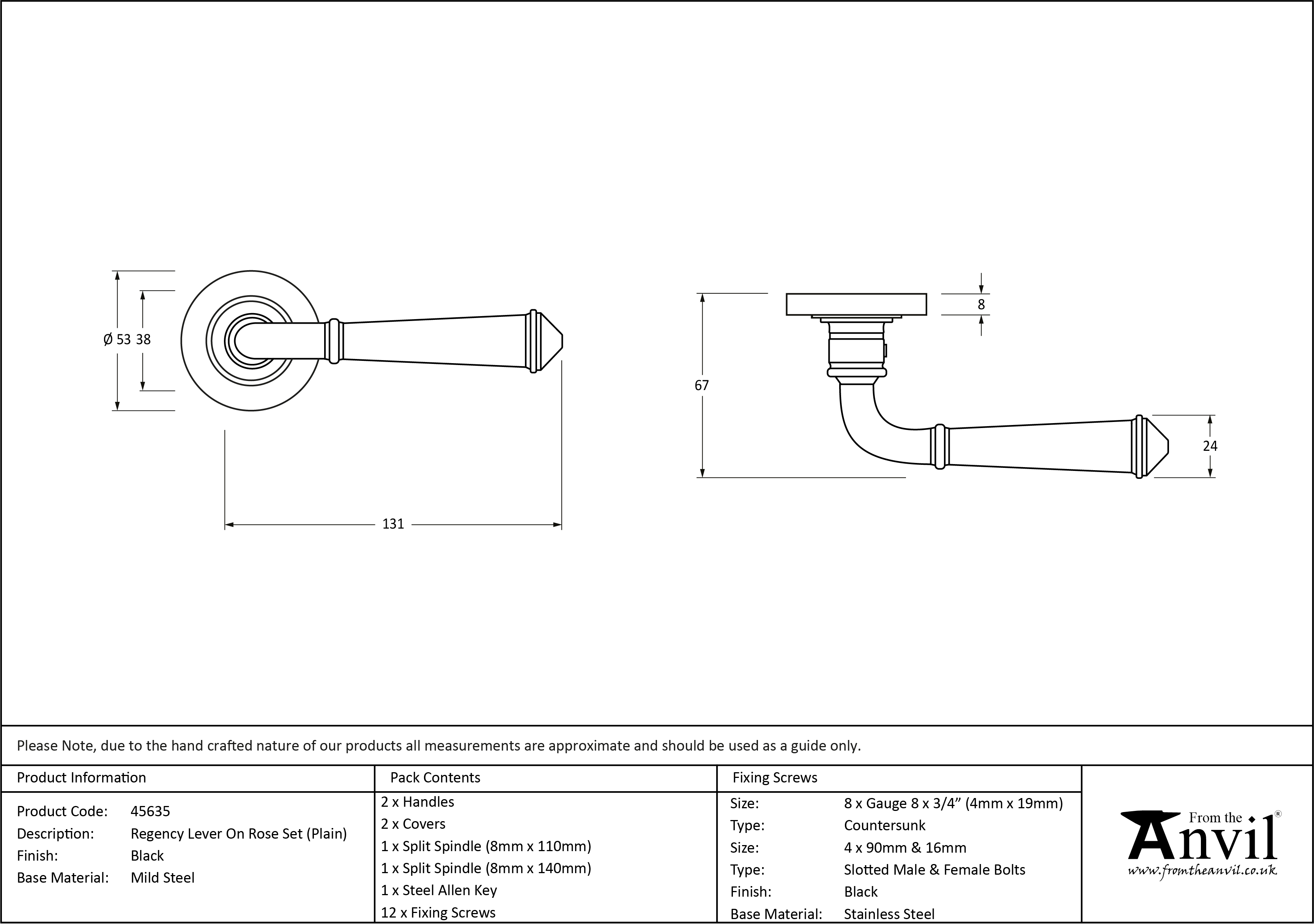 Regency Lever on Plain Rose Set