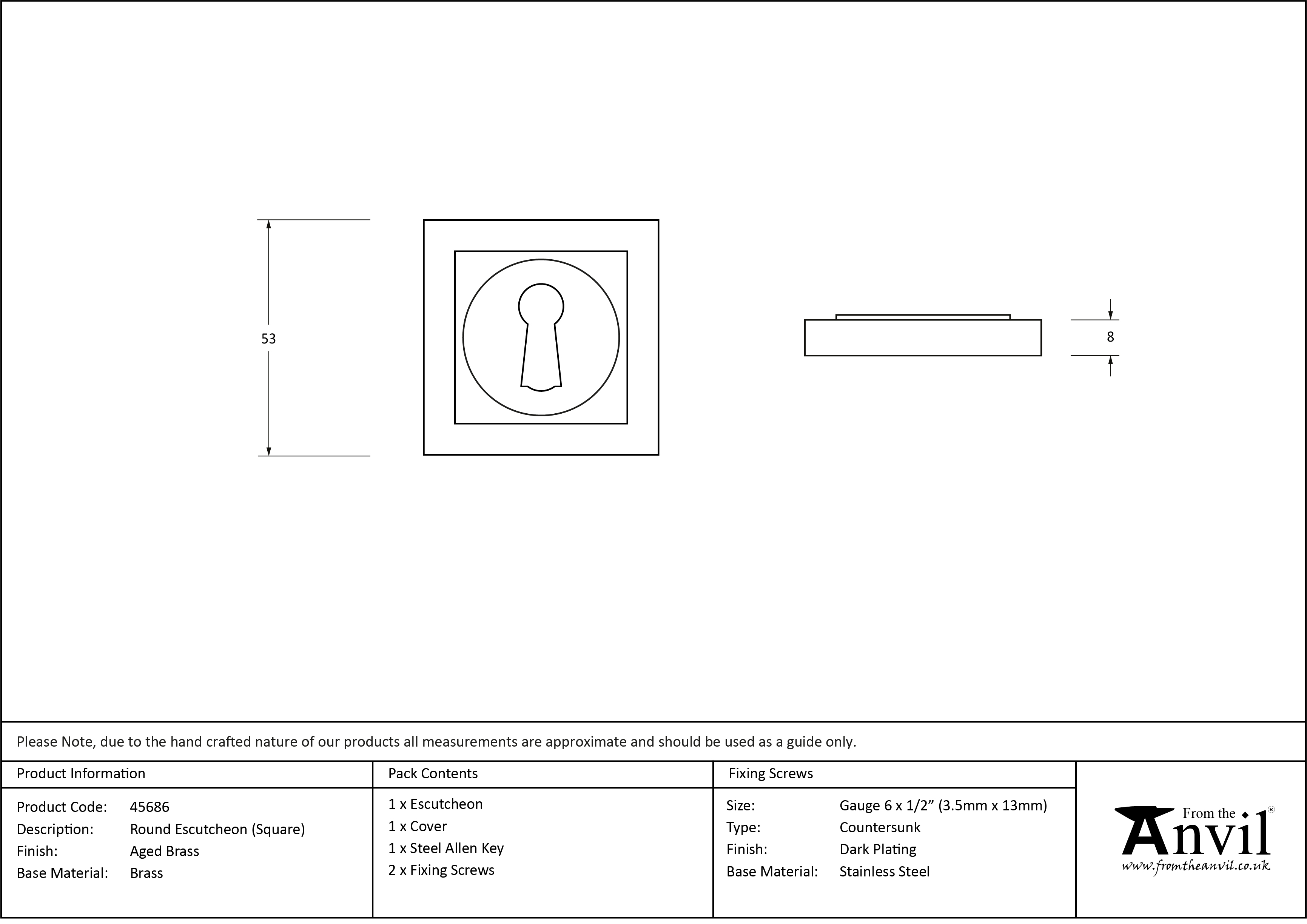 Round Square Escutcheon