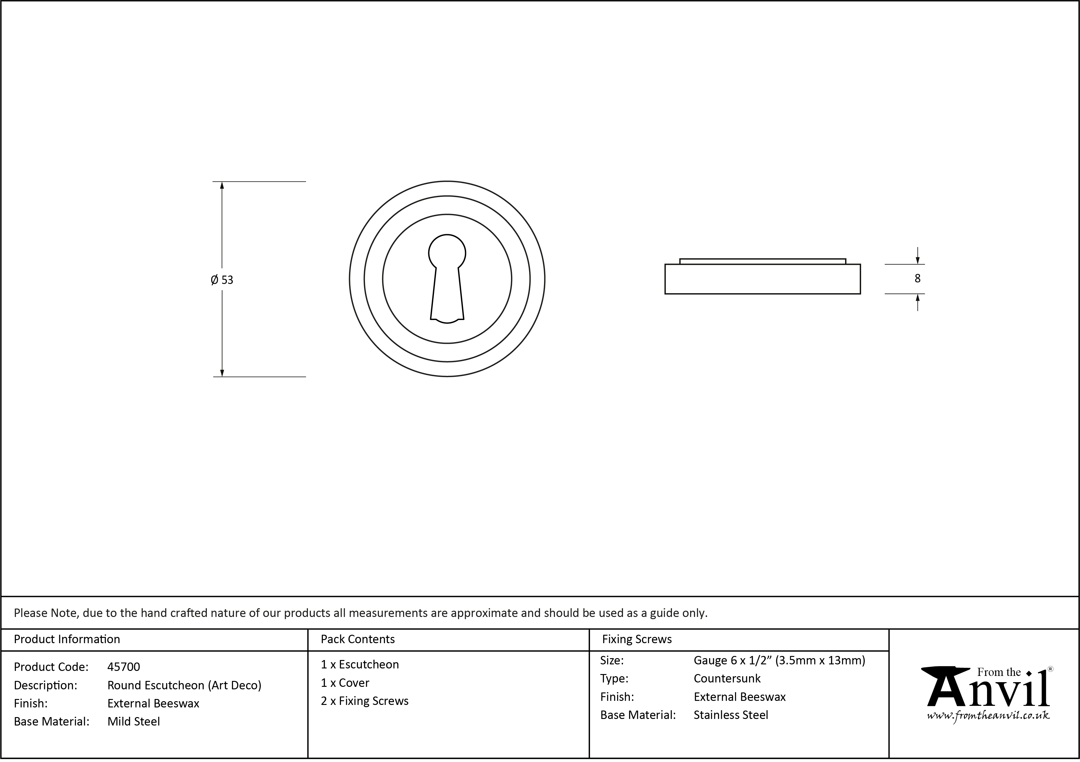 External Round Art Deco Escutcheon