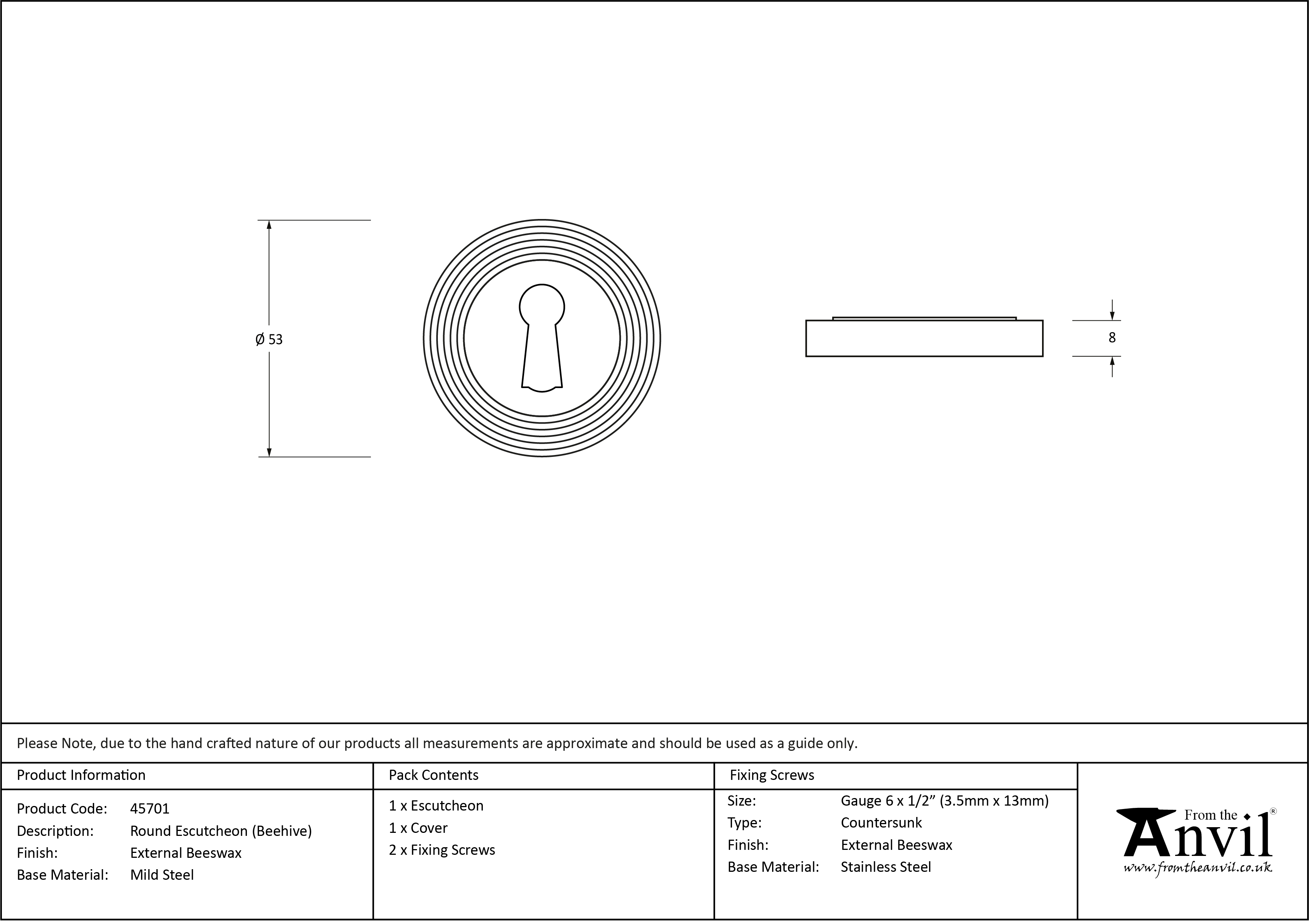 External Round Beehive Escutcheon