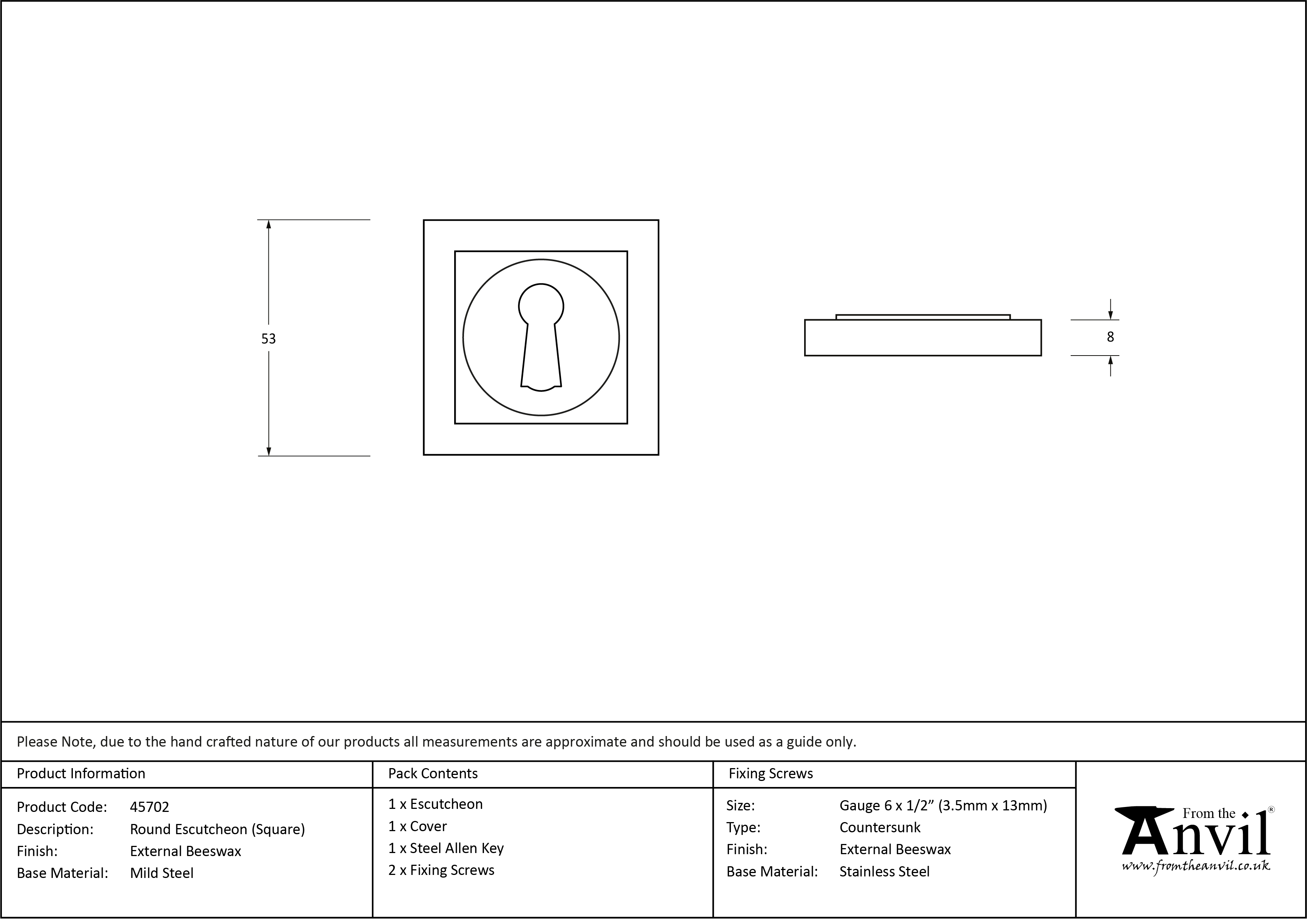 External Round Square Escutcheon