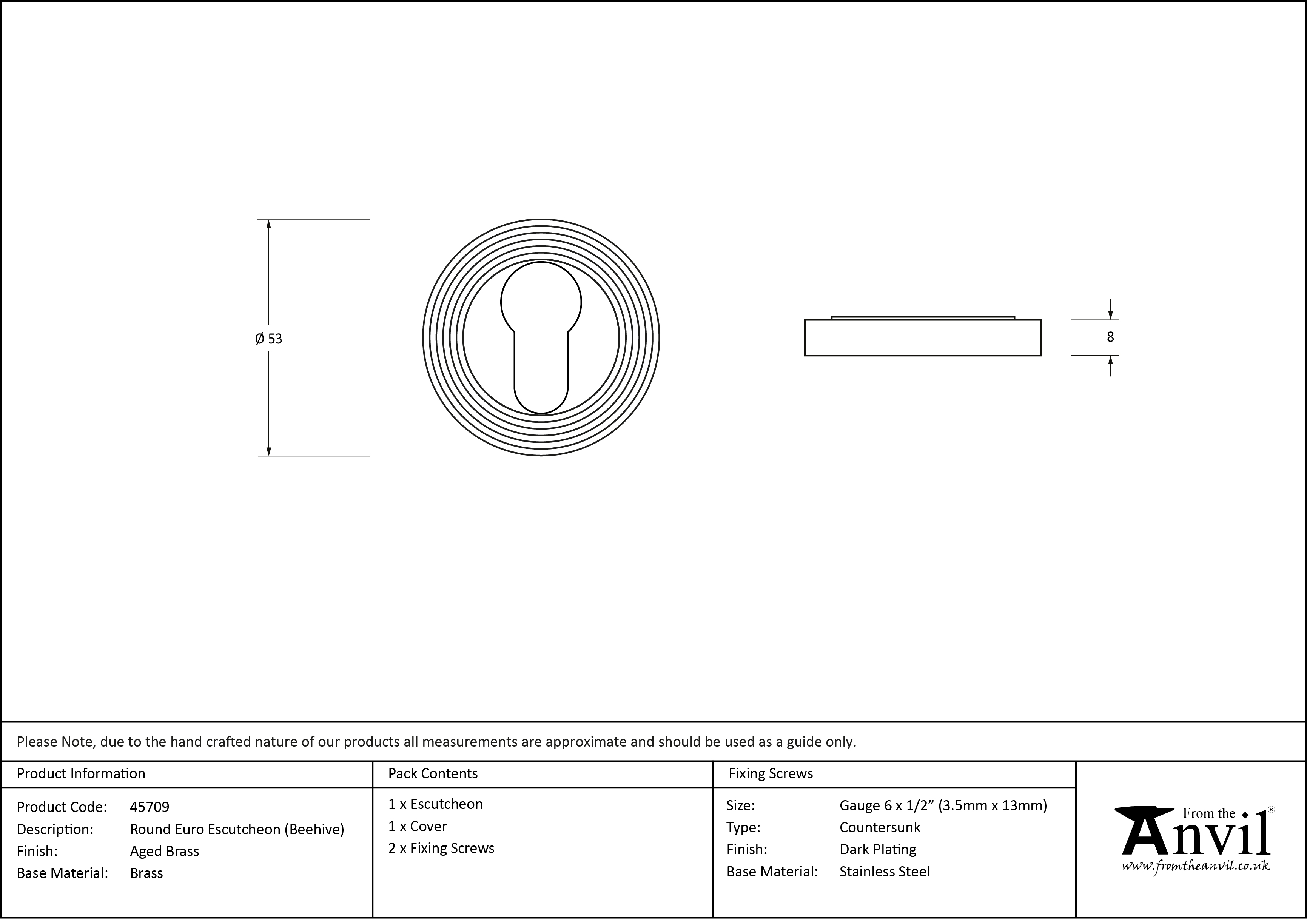 Round Euro Beehive Escutcheon