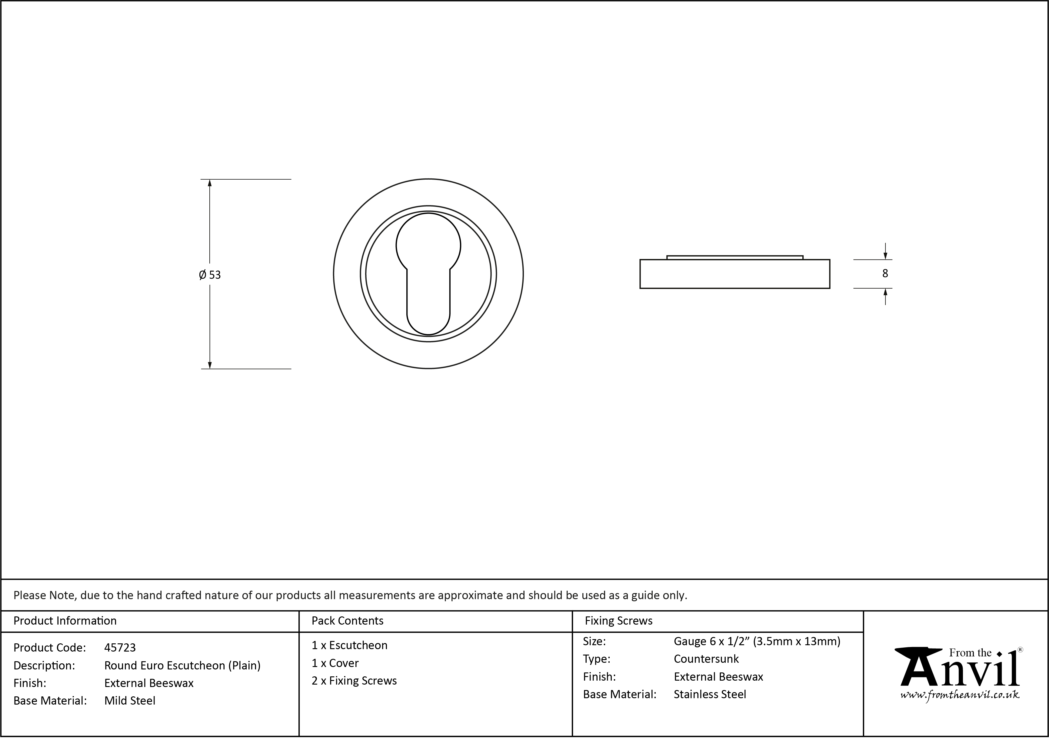 External Round Euro Plain Escutcheon