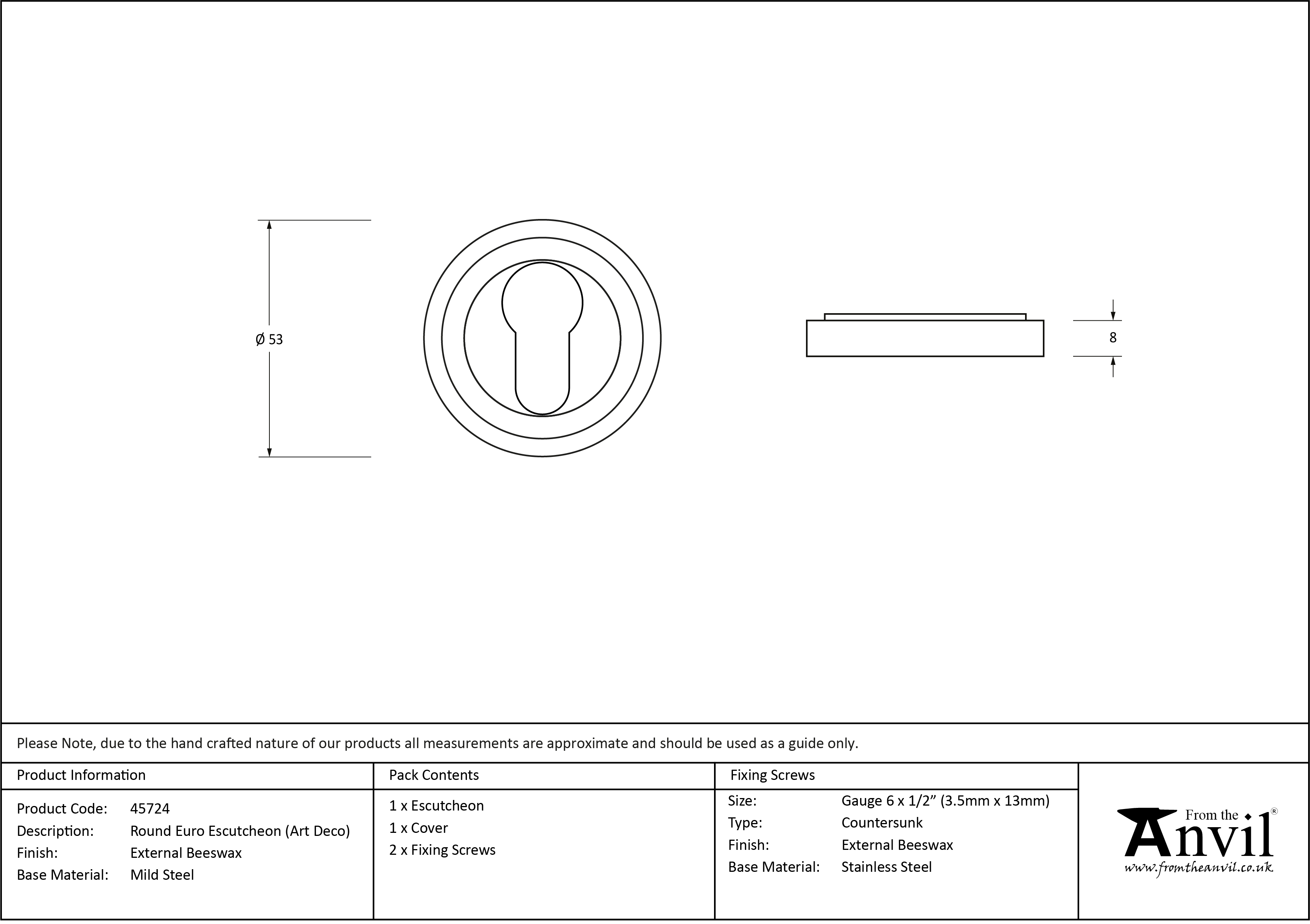 External Round Euro Art Deco Escutcheon