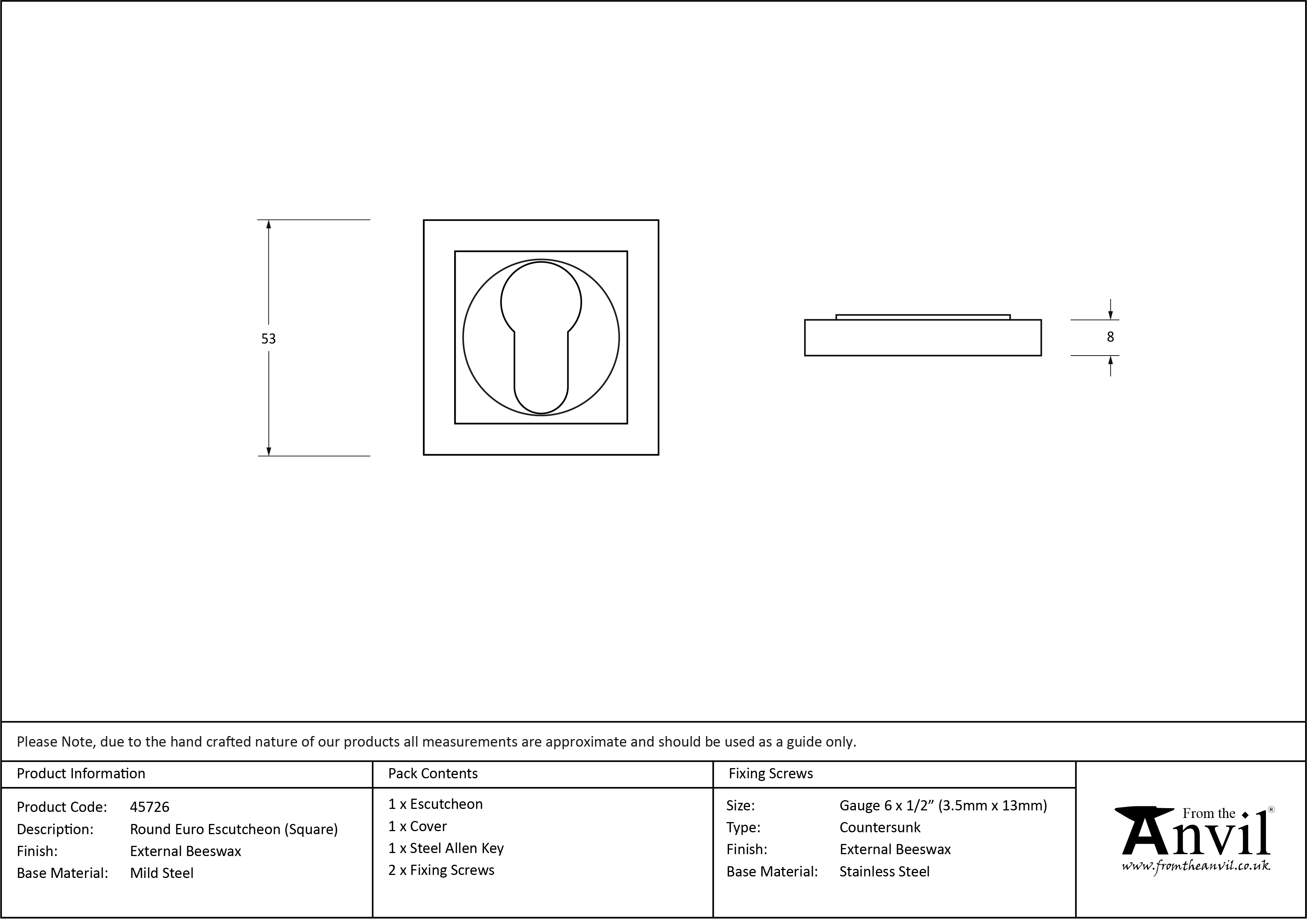 External Round Euro Square Escutcheon