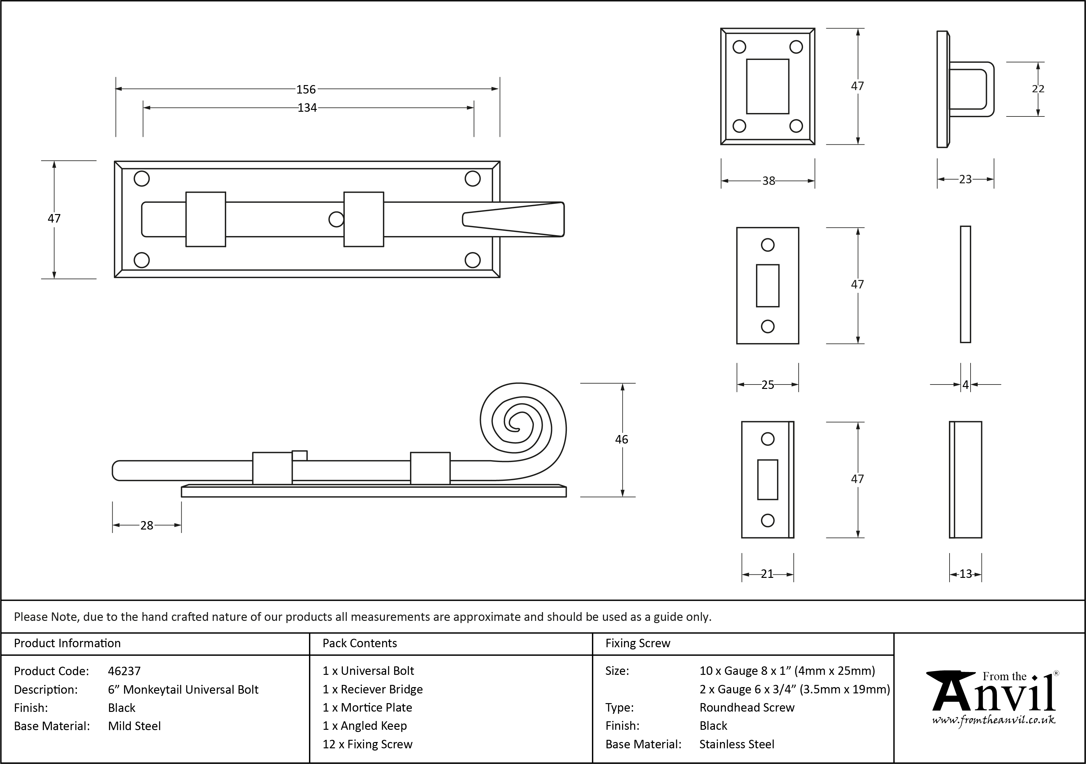 Monkeytail Universal Bolt - 6"