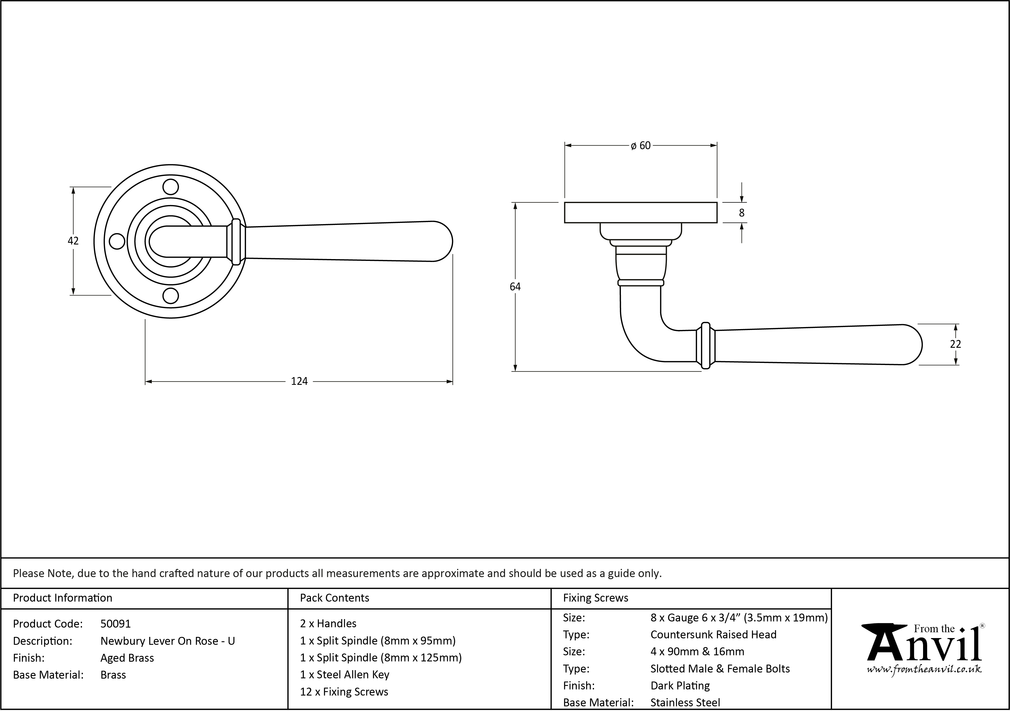 Newbury Lever on Rose Set - Unsprung