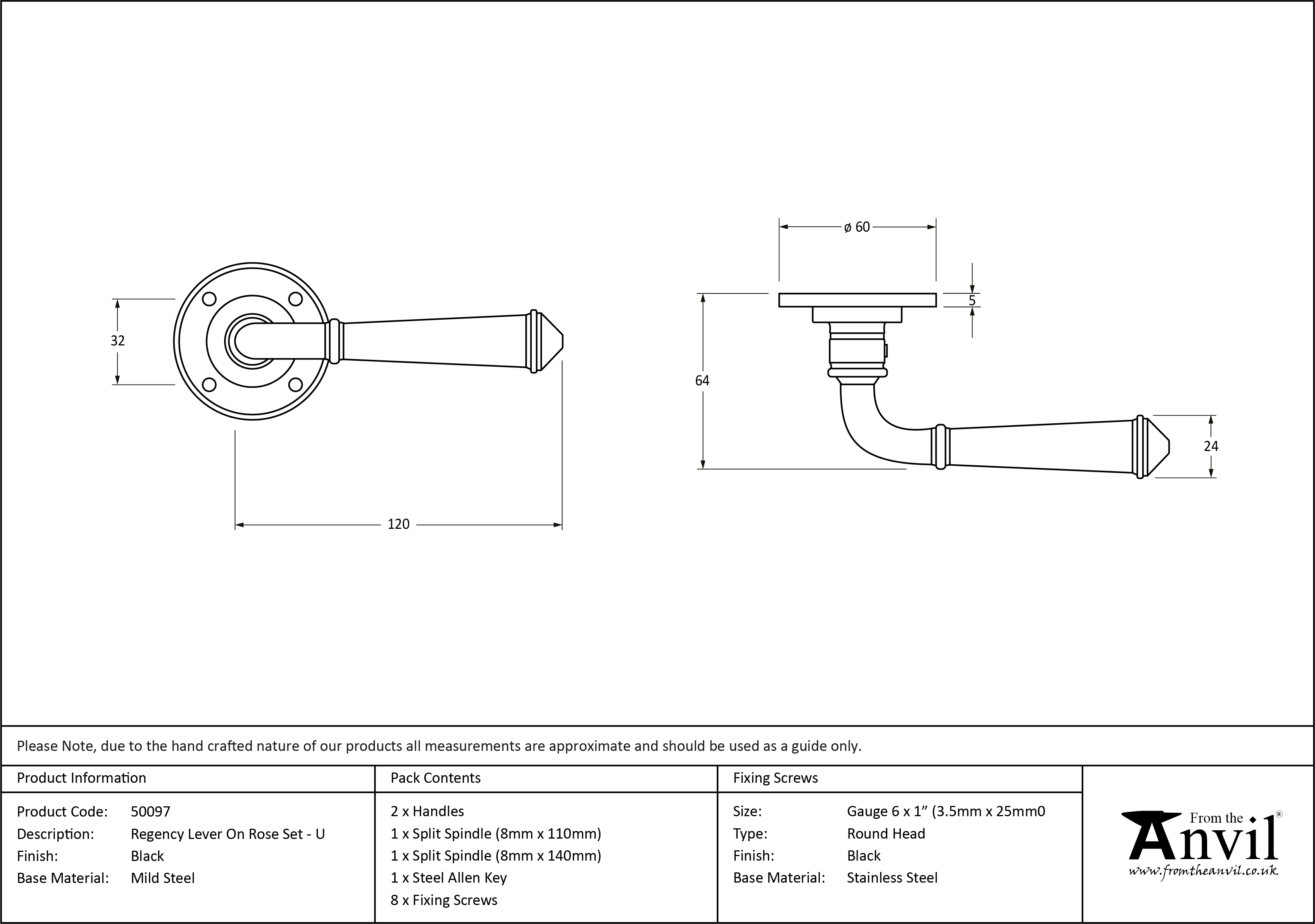 Regency Lever on Rose Set - Unsprung