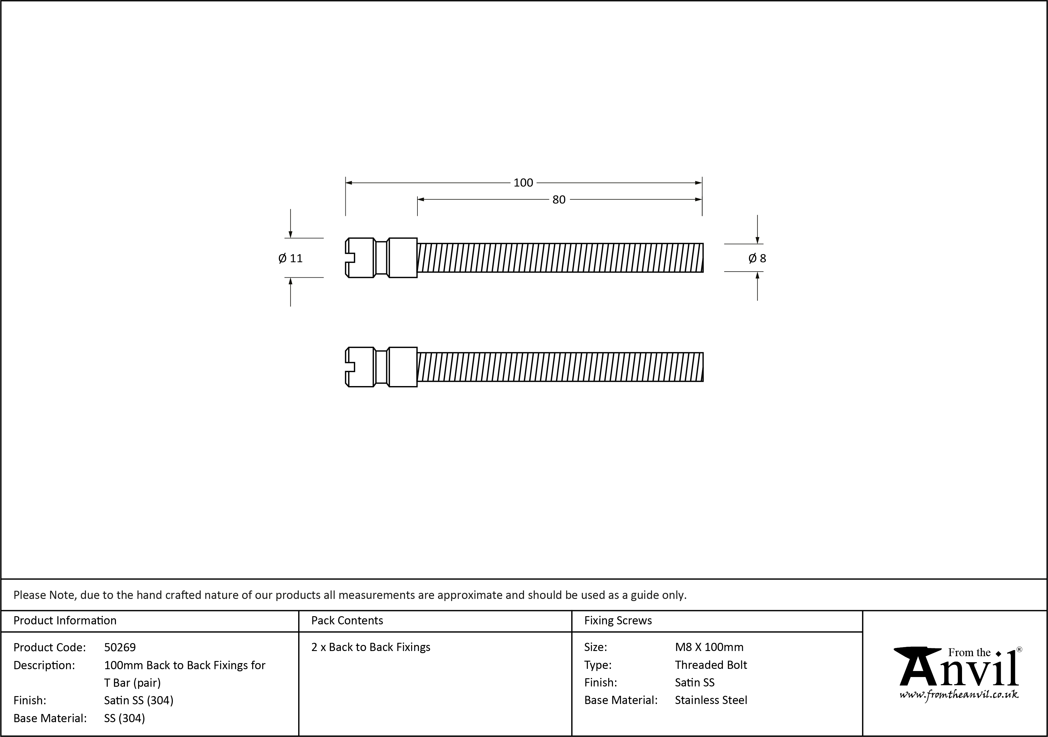 Back-to-back Fixings for T Bar - 100mm- Pair