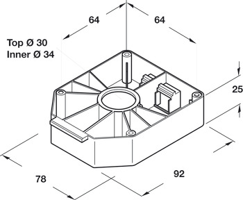 Plinth Foot Top Section, Top Section with Lip, Screw Mounting